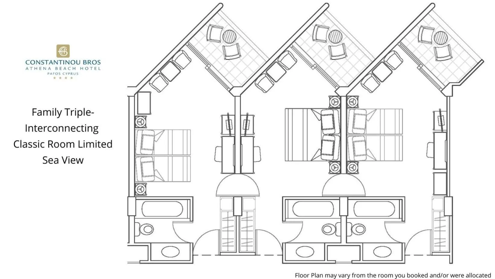 Family Triple Interconnecting Classic Room Limited Sea View in Constantinou Bros Athena Beach Hotel