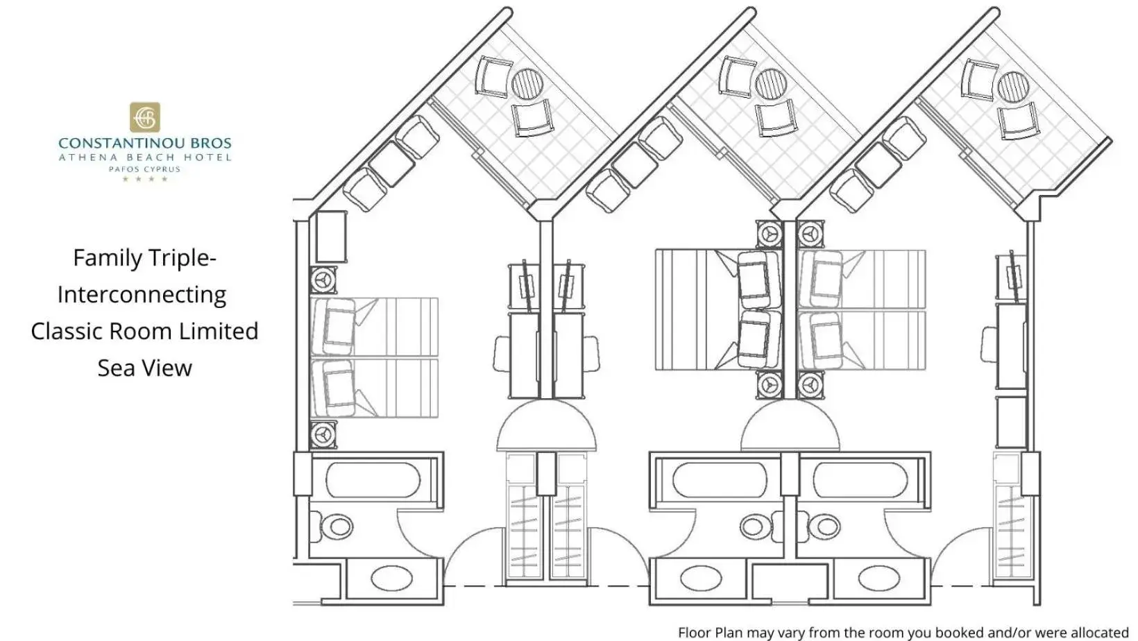 Family Triple Interconnecting Classic Room Limited Sea View in Constantinou Bros Athena Beach Hotel Family Triple Interconnecting Classic Room Limited Sea View in Constantinou Bros Athena Beach Hotel