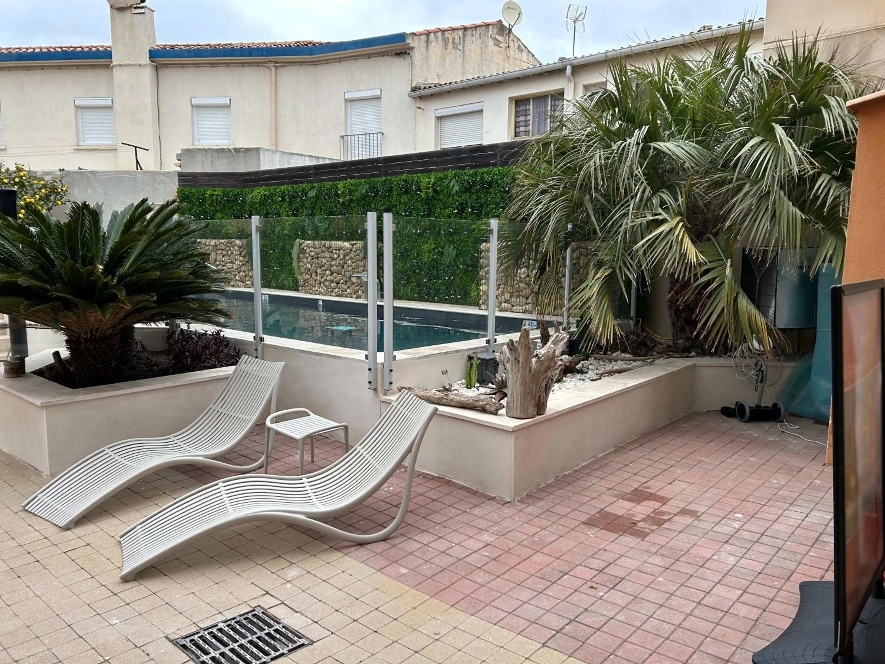 Pool view in Logis Hotel De La Clape