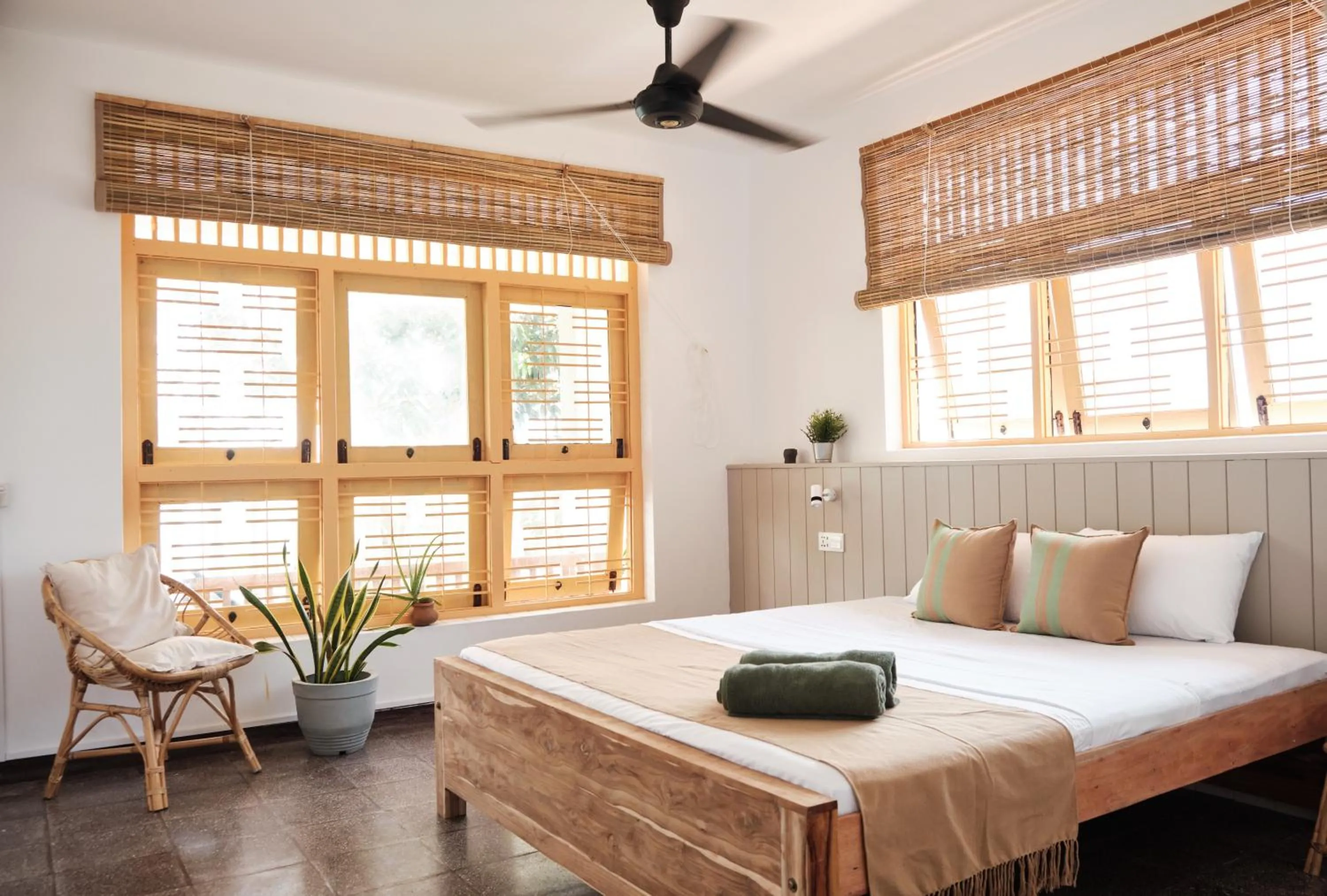 Bed in Basecamp Yoga Beach House