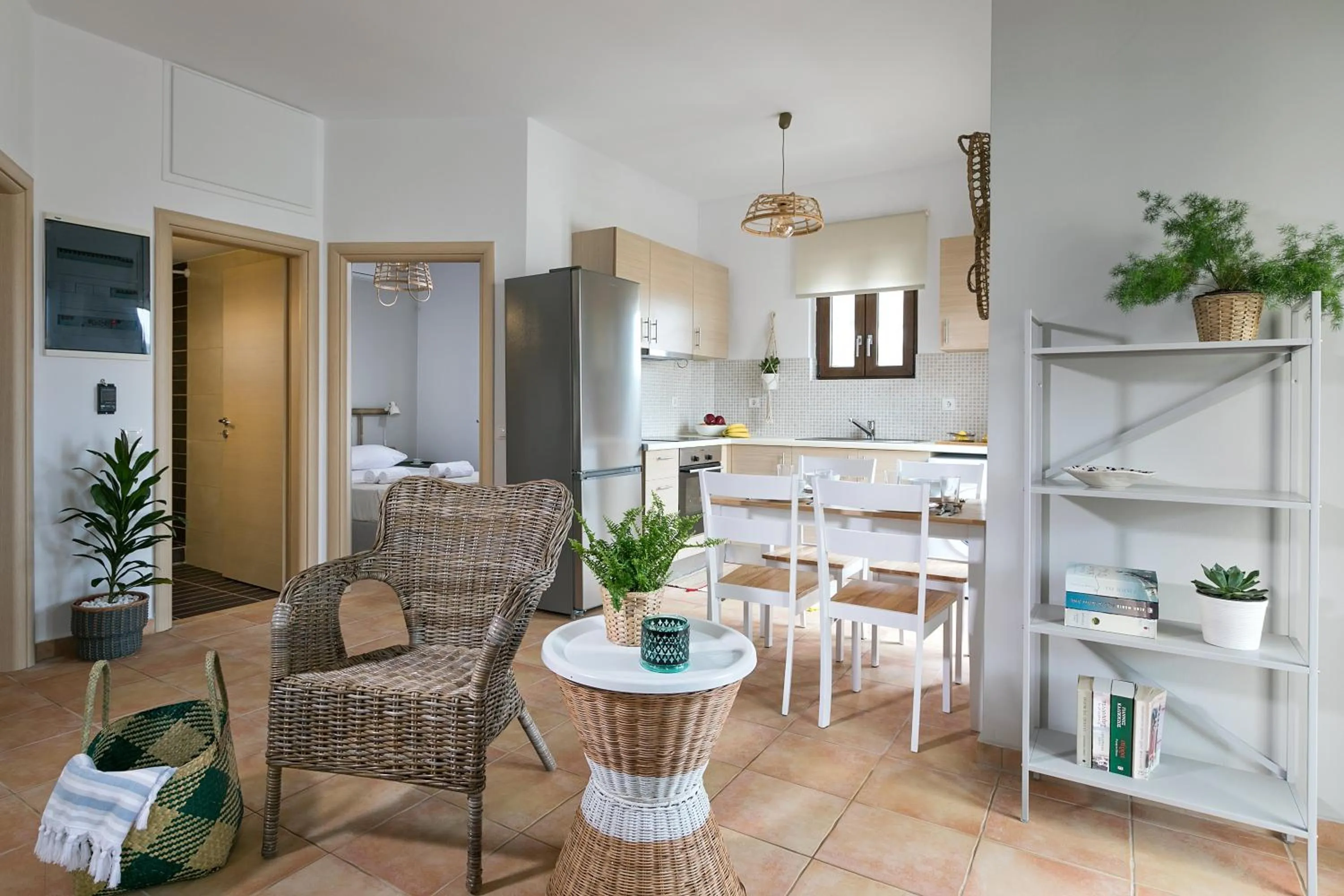 Seating area in Syra Suites