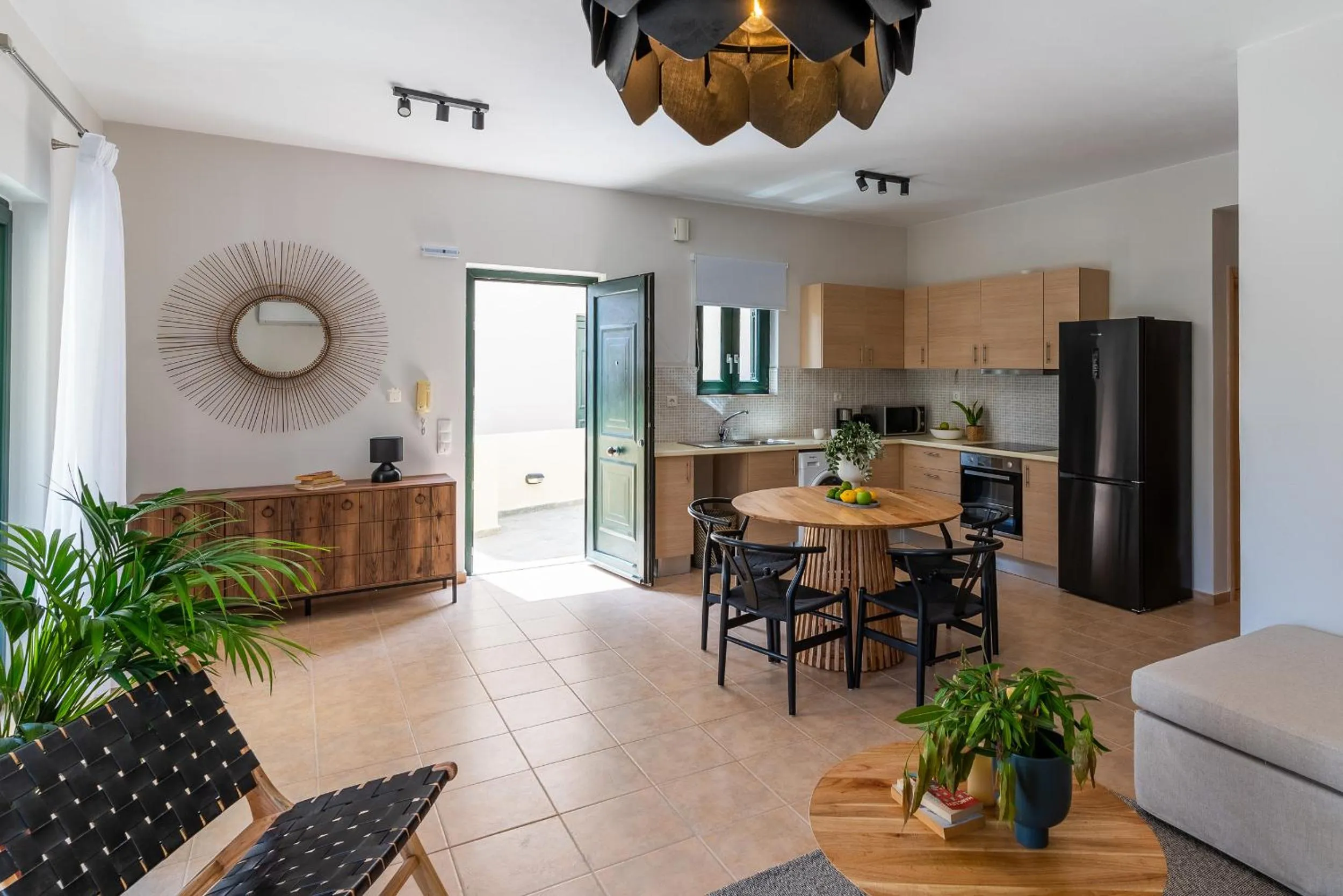 Seating area in Syra Suites