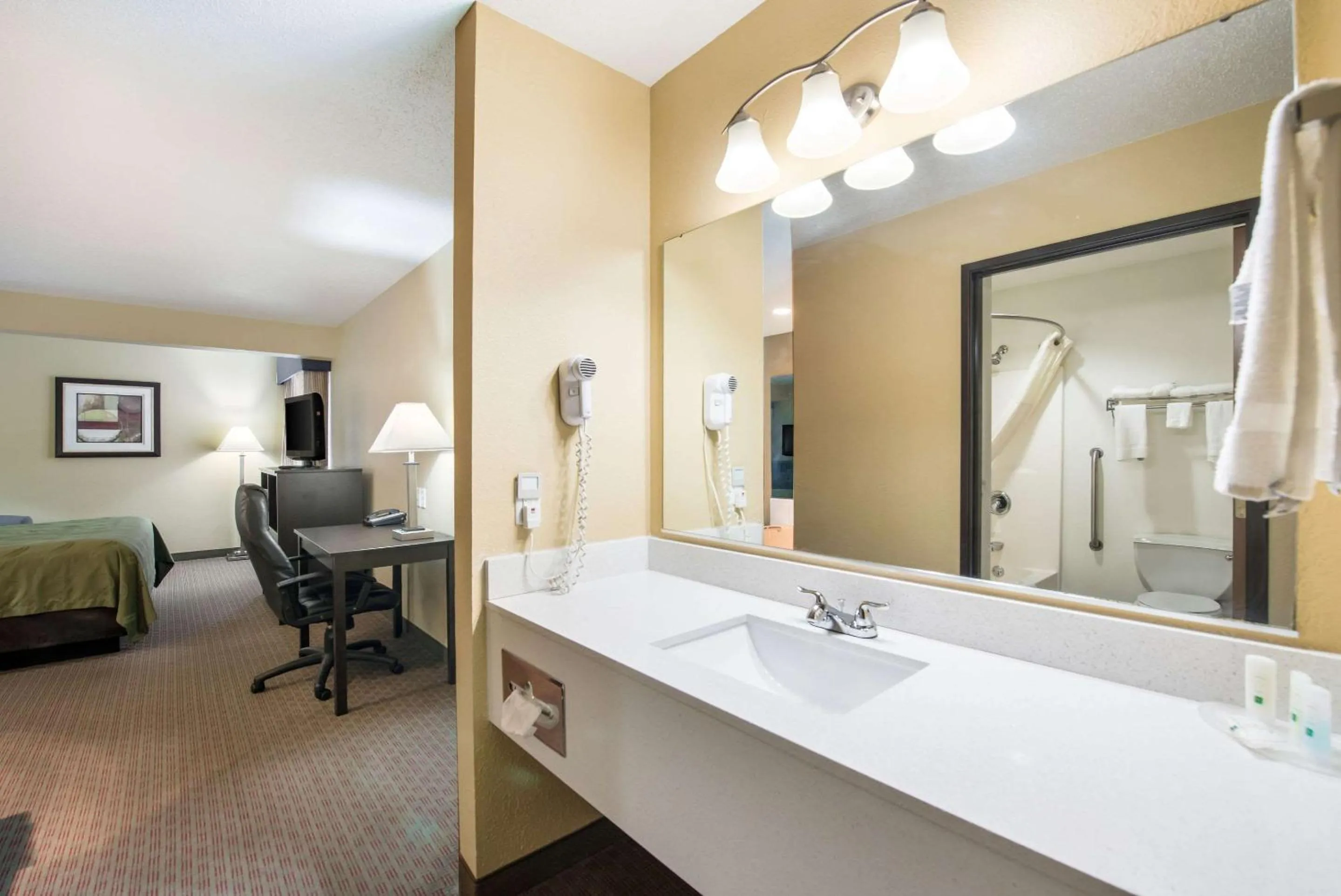 Bathroom, Bed in Quality Inn & Suites Menomonie