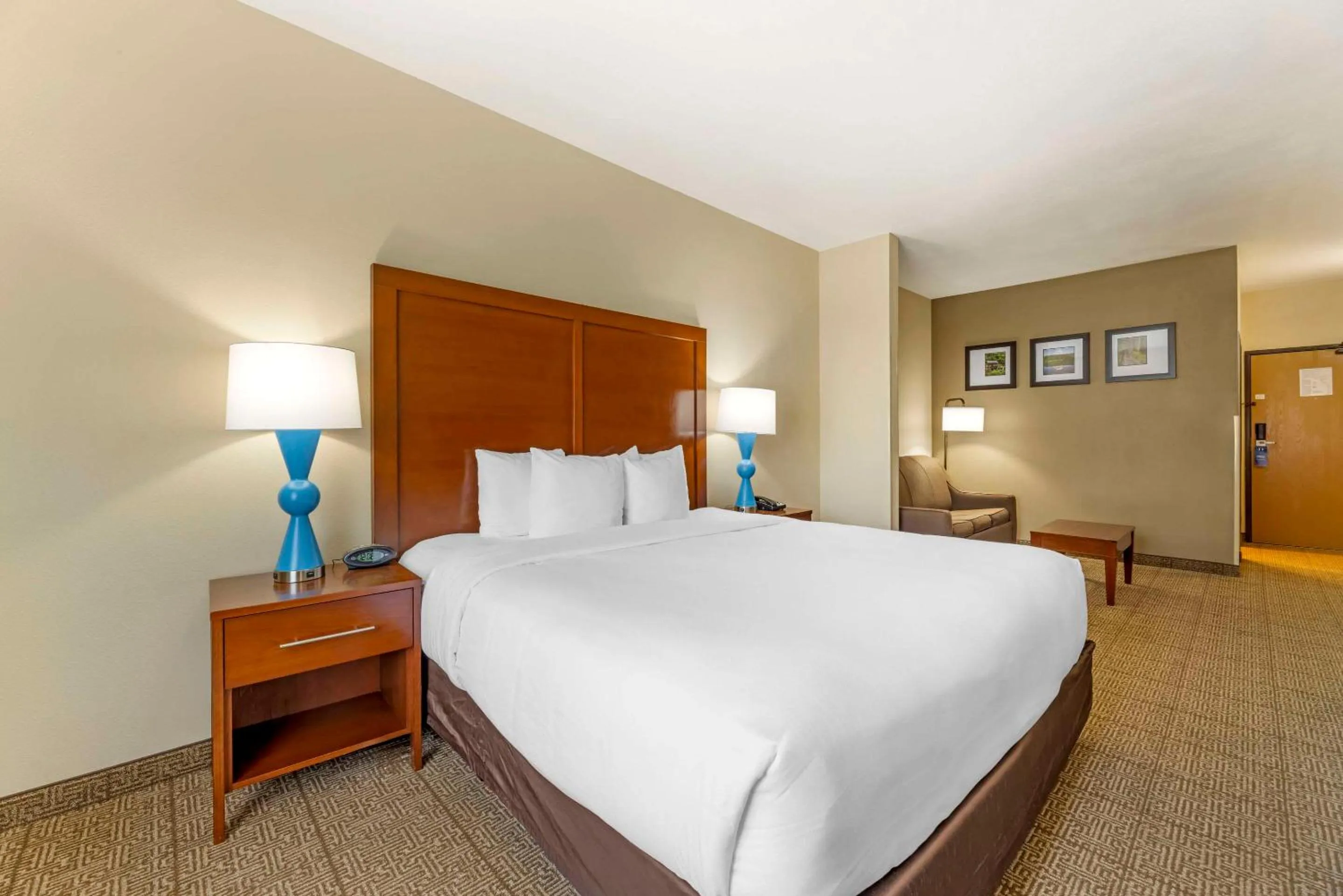 Bedroom, Bed in Comfort Suites Near Vancouver Mall