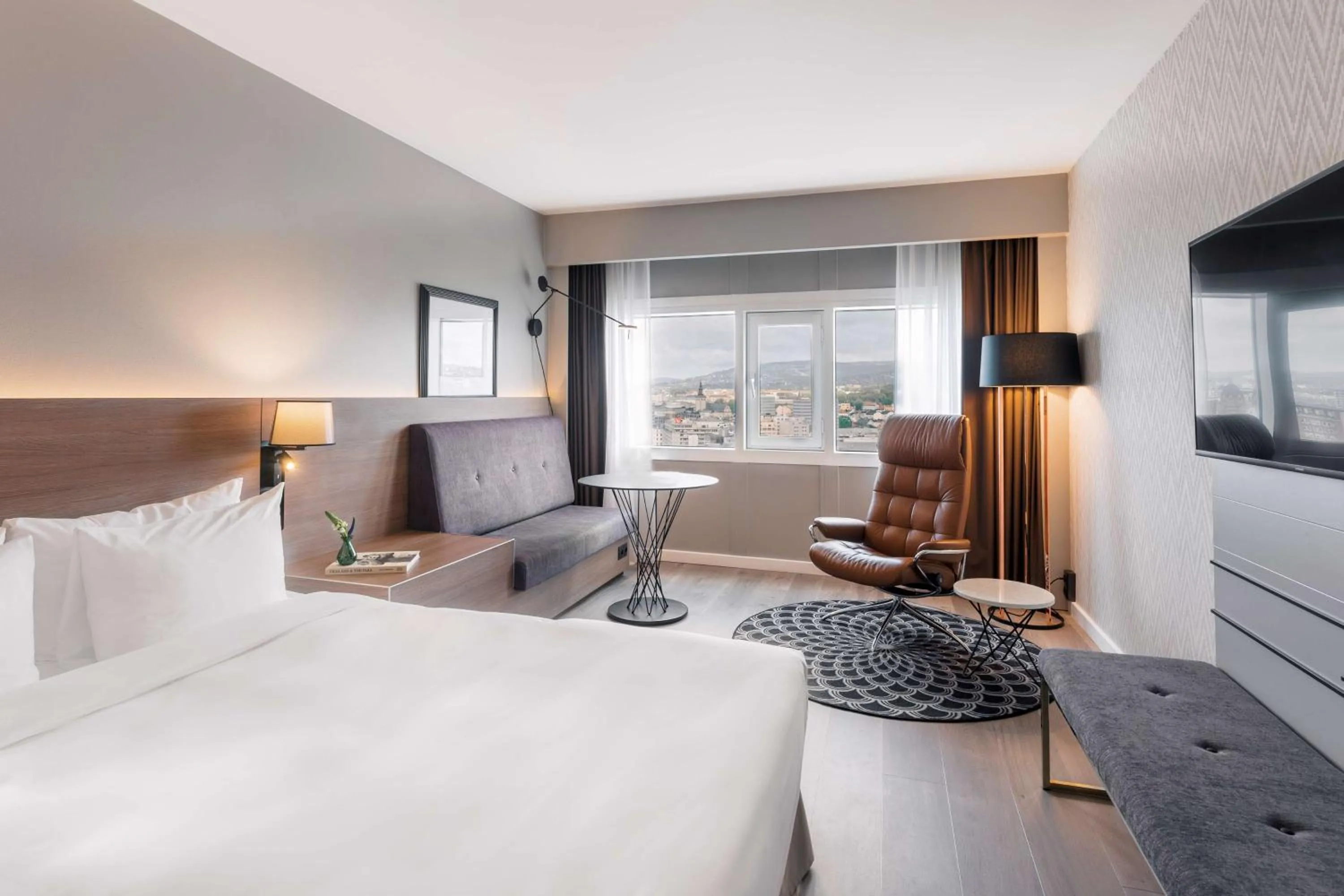 View (from property/room), Bed in Radisson Blu Plaza Hotel, Oslo