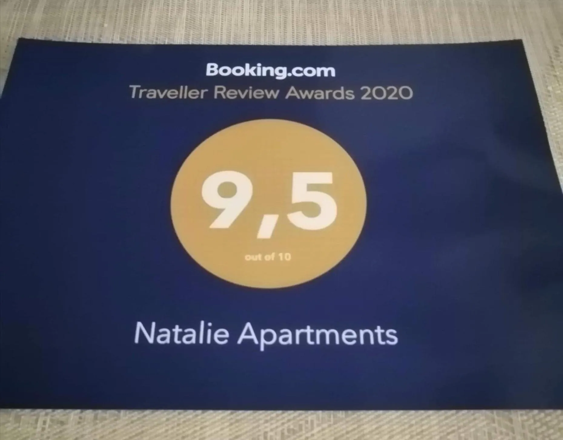 Certificate/Award in Natalie Apartments