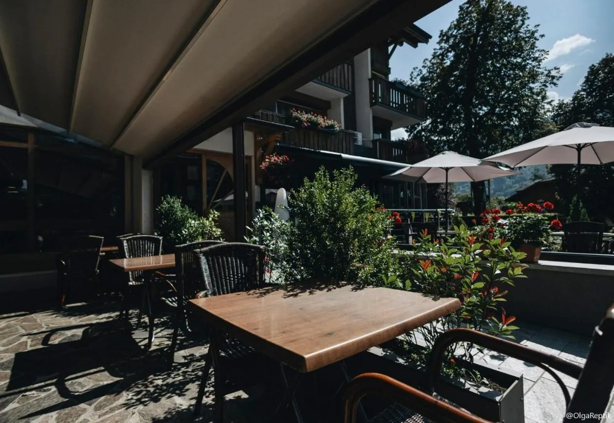 Patio in Logis Hotel Gai Soleil