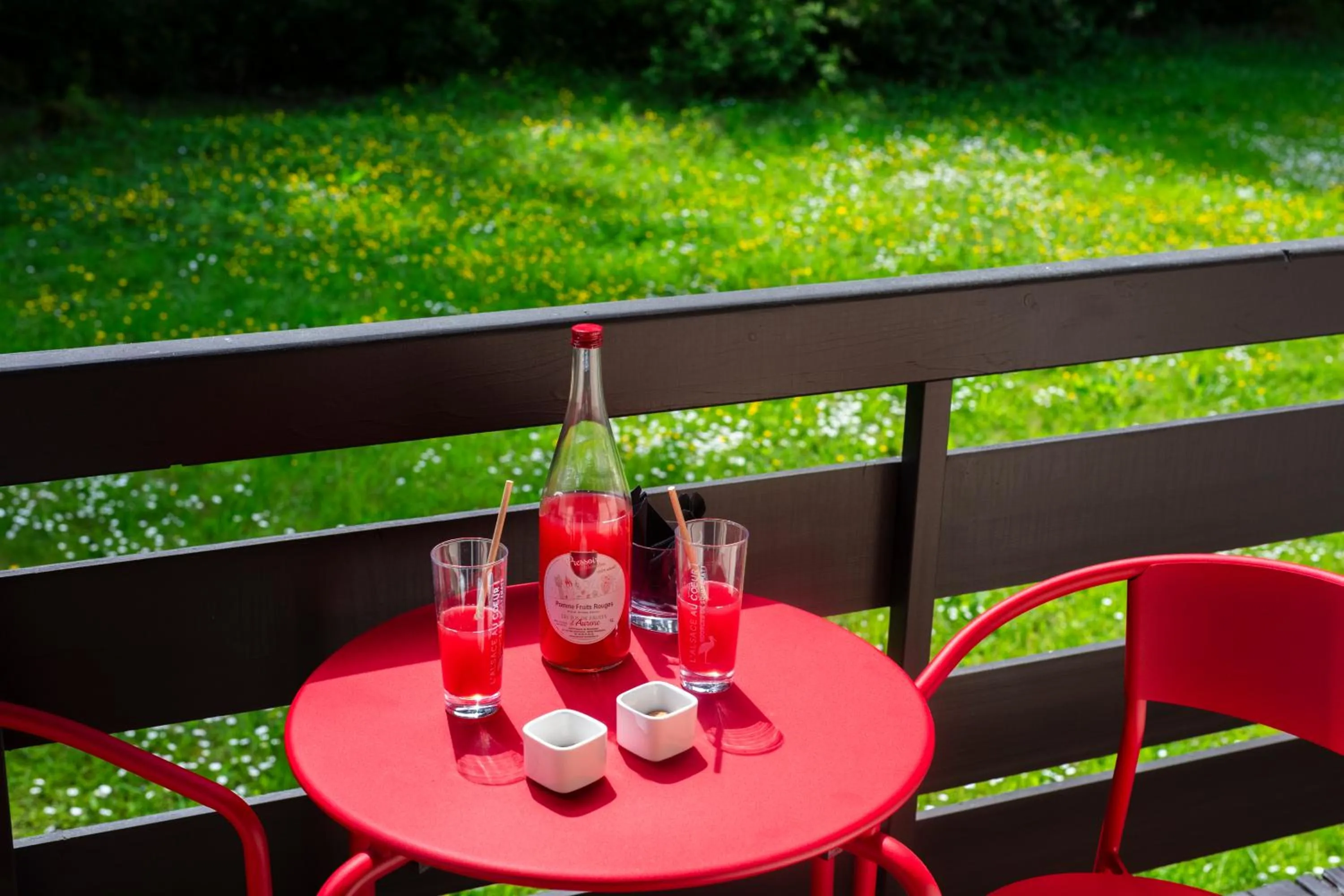 Balcony/Terrace in Hôtel Restaurant La Vallée Noble, proche Eguisheim Colmar
