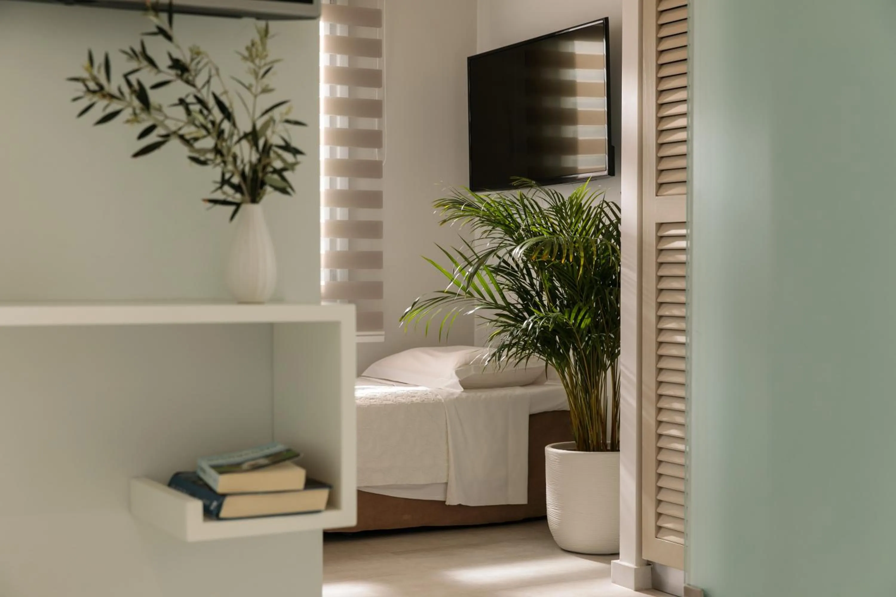 Decorative detail, Bed in Iria Beach Art Hotel