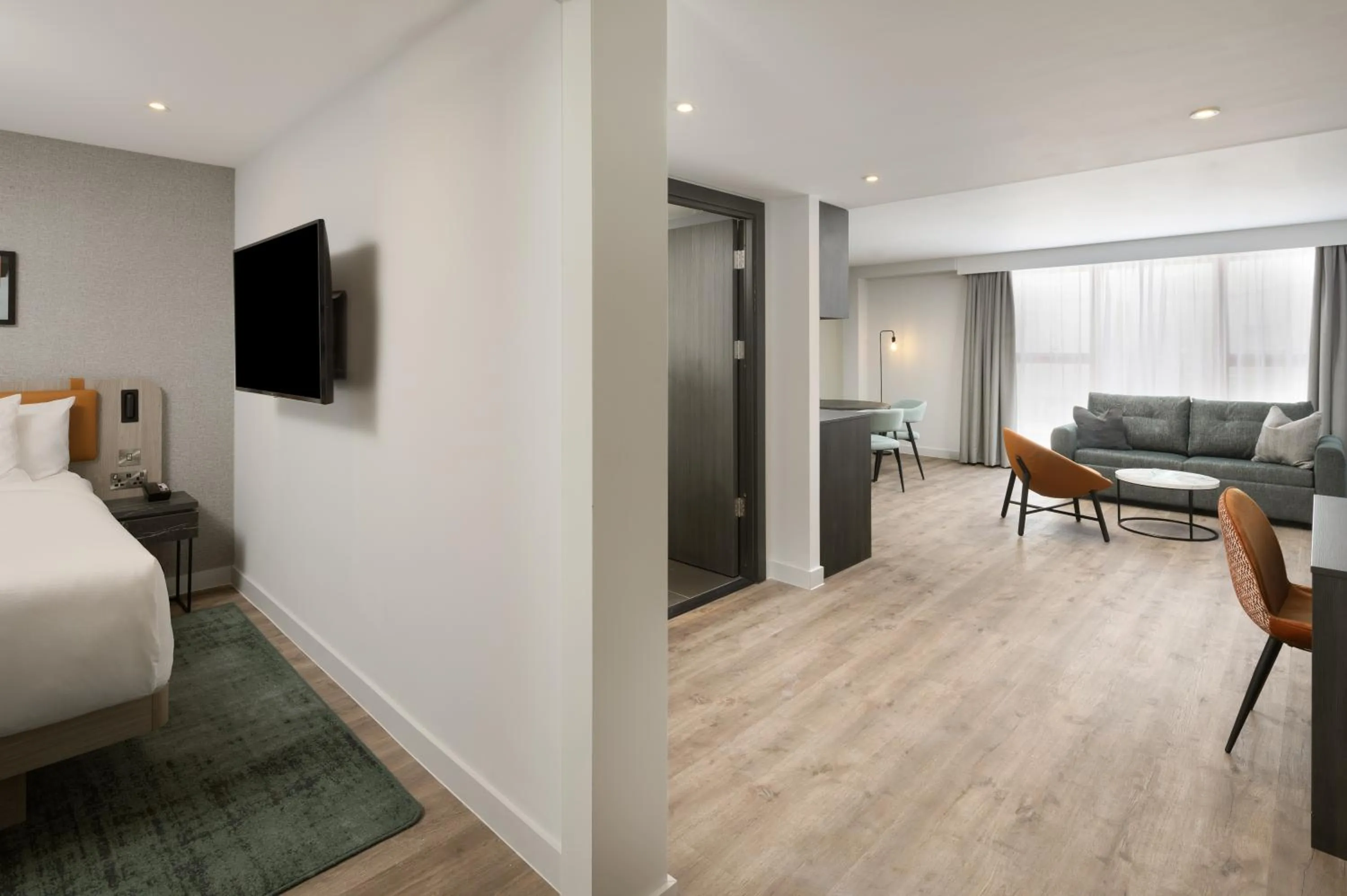 Living room, Bed in Residence Inn by Marriott Manchester Piccadilly