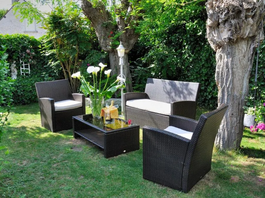 Patio, Garden in Logis Hôtel Auberge De L'ecole