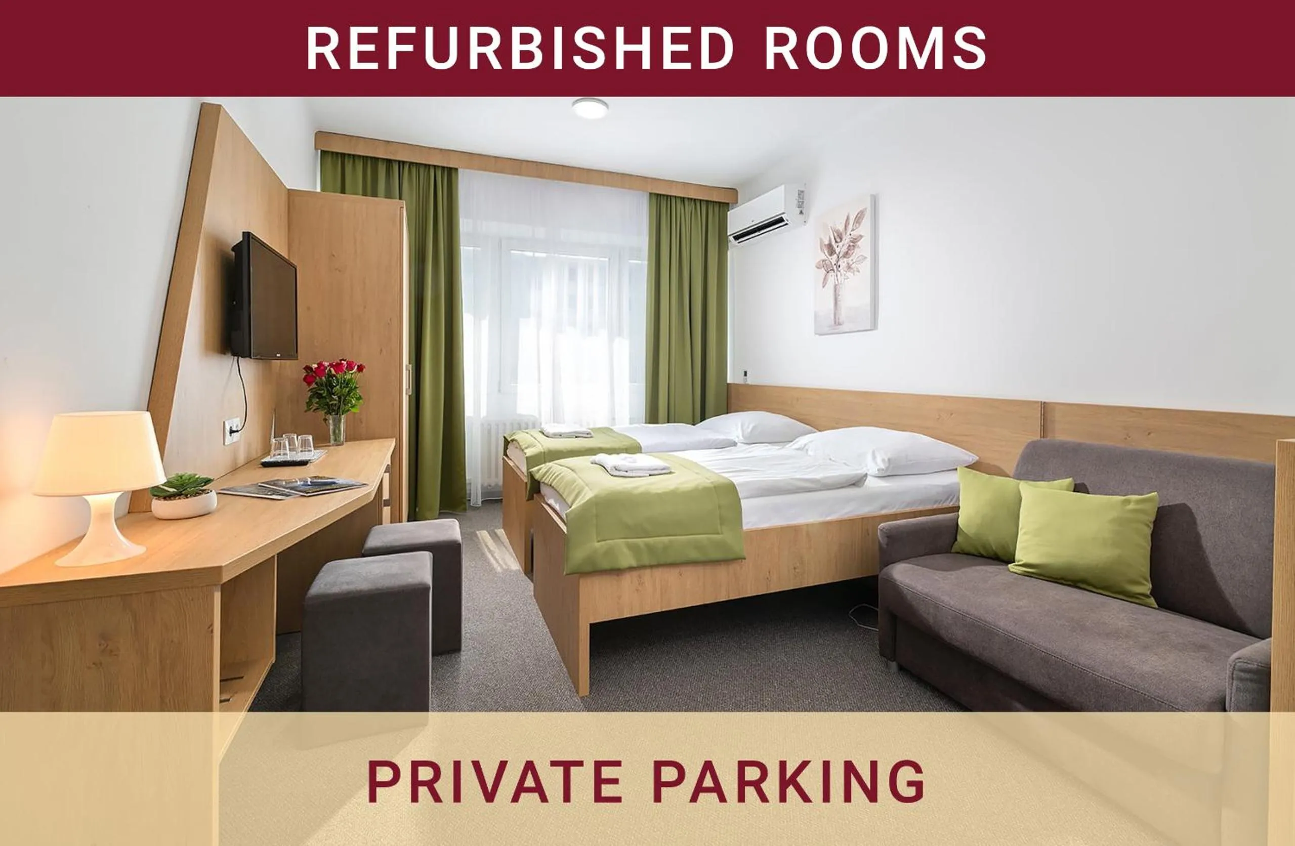 air conditioner, Bed in Hotel Plus