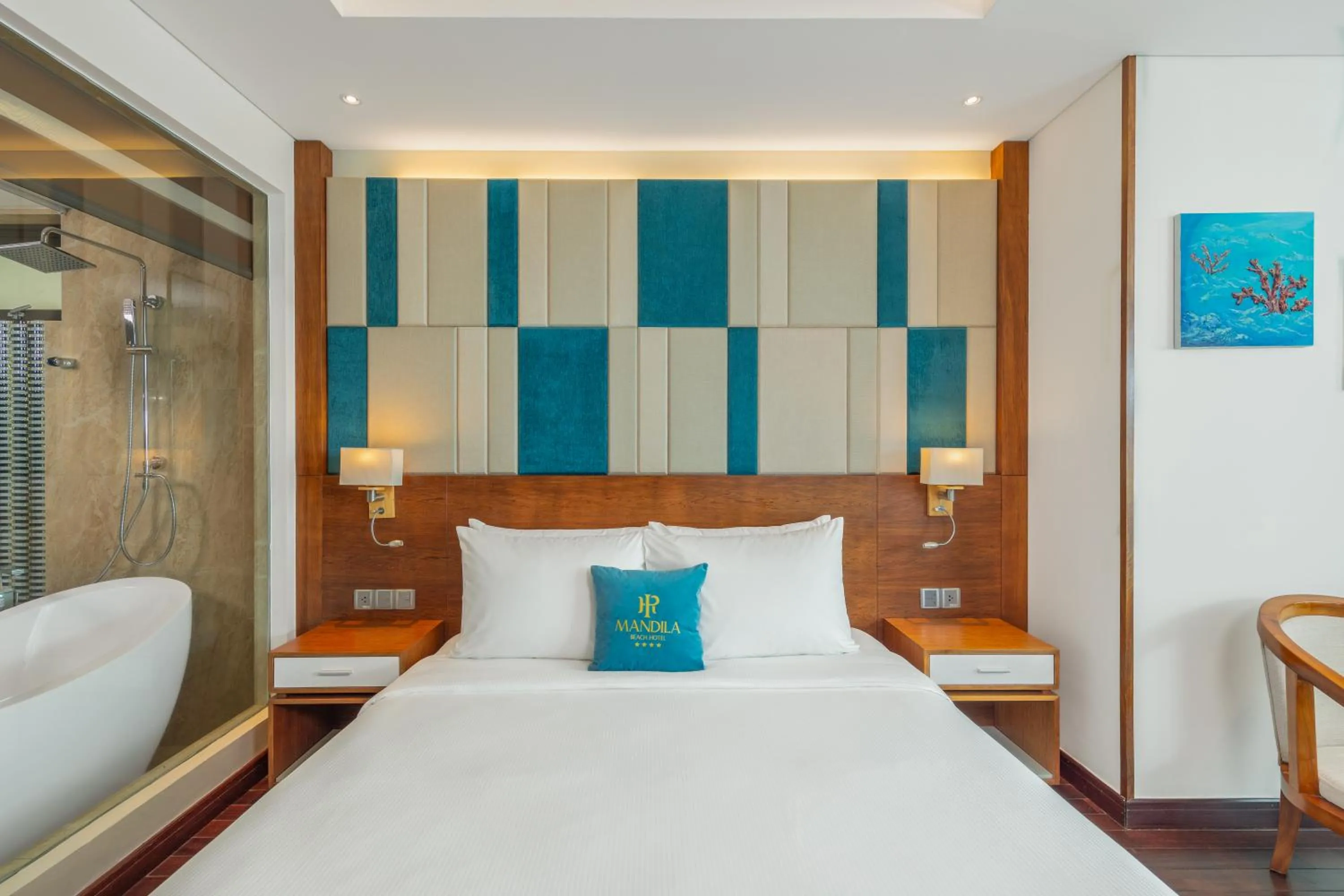 Toilet, Bed in Mandila Beach Hotel Danang