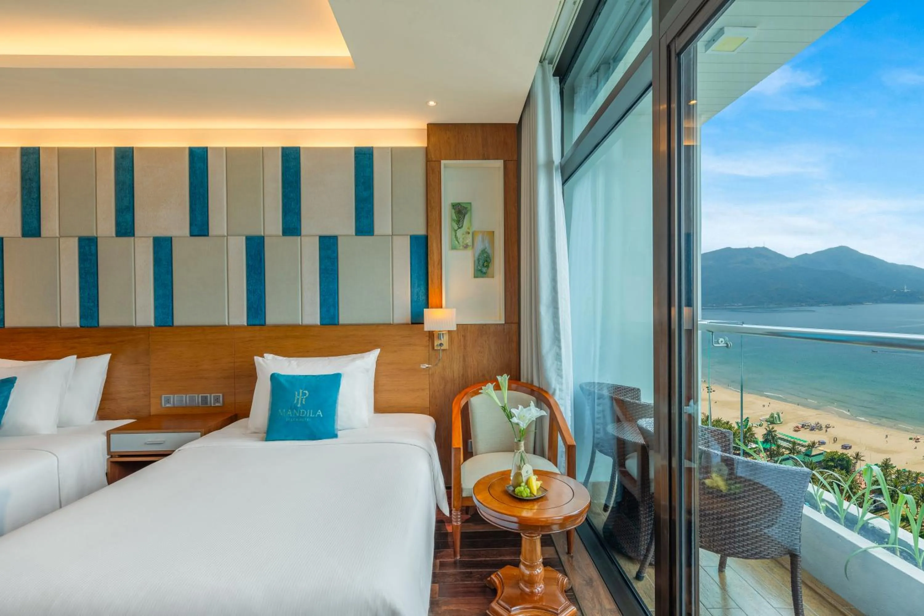 View (from property/room), Bed in Mandila Beach Hotel Danang