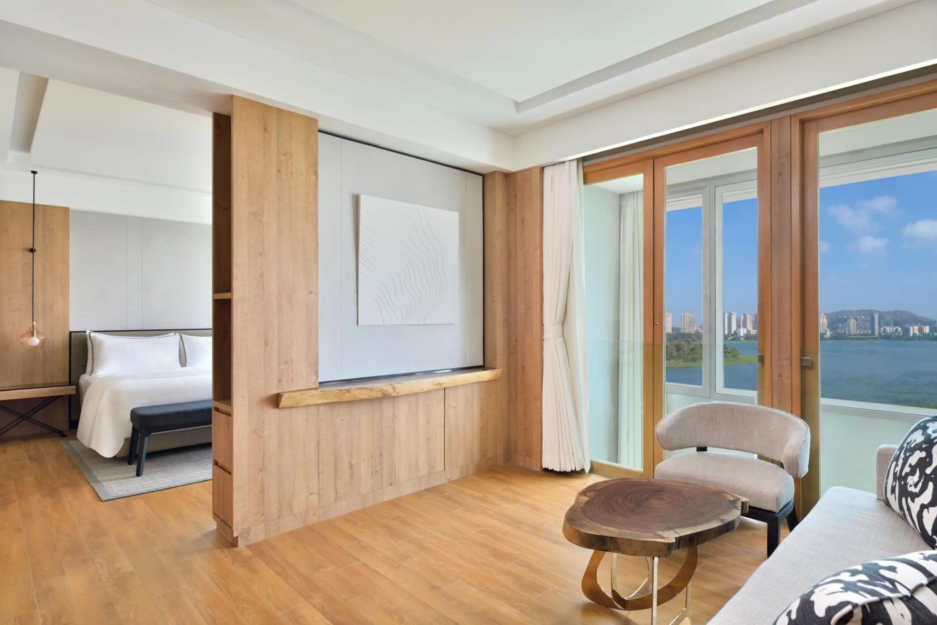 Living room, Bed in The Westin Mumbai Powai Lake
