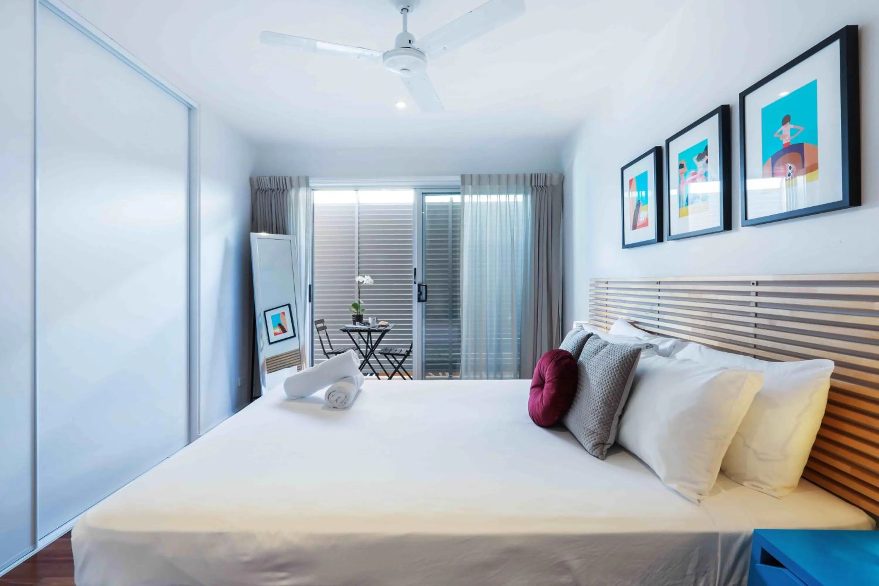 Balcony/Terrace, Bed in Sandbox Apartments