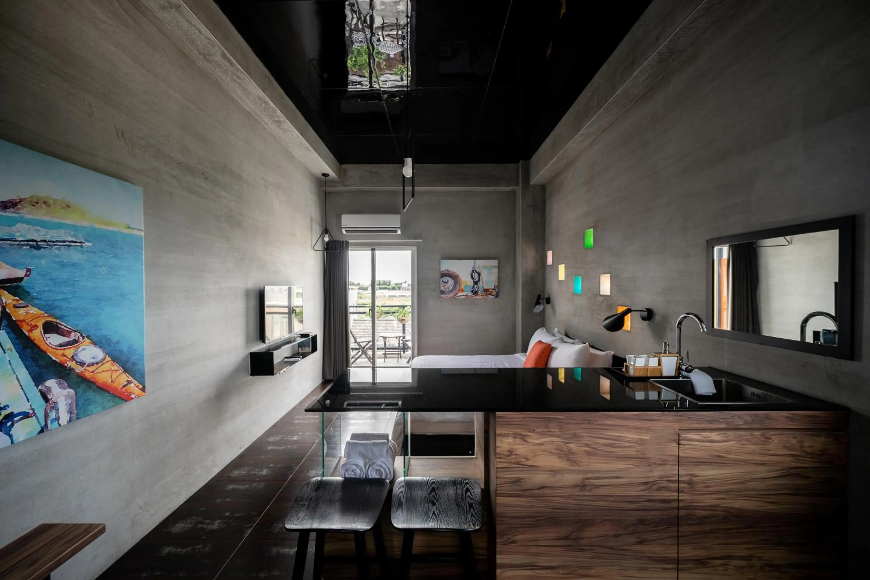 Bed in Color Coral Boutique Hotel