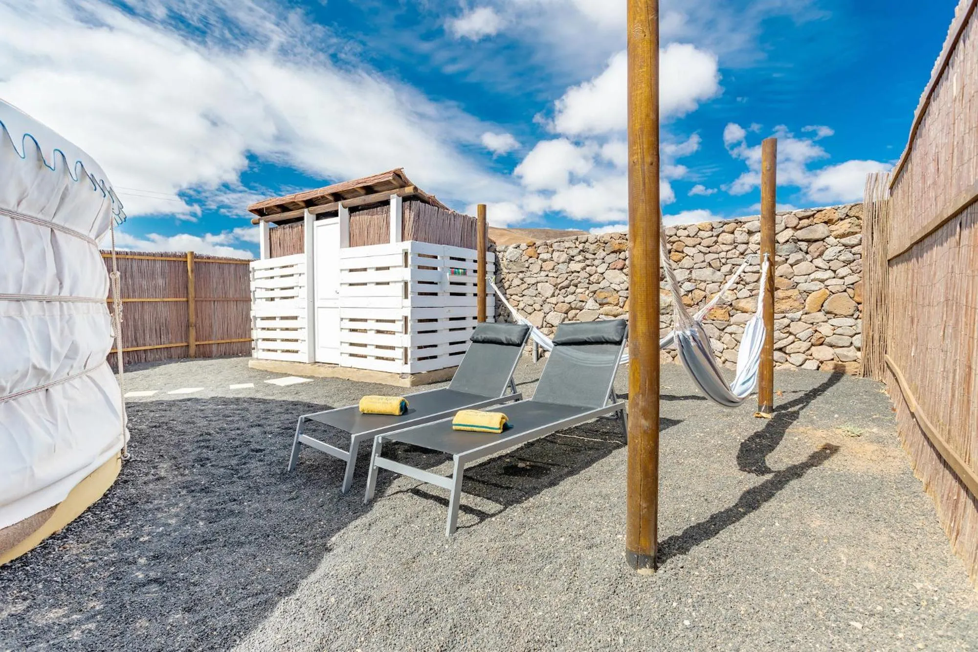 Shower in Finca De Arrieta Village - Yurts and Stone Cottages - Shared Pool - Walking distance to Arrieta Beach - Off Grid