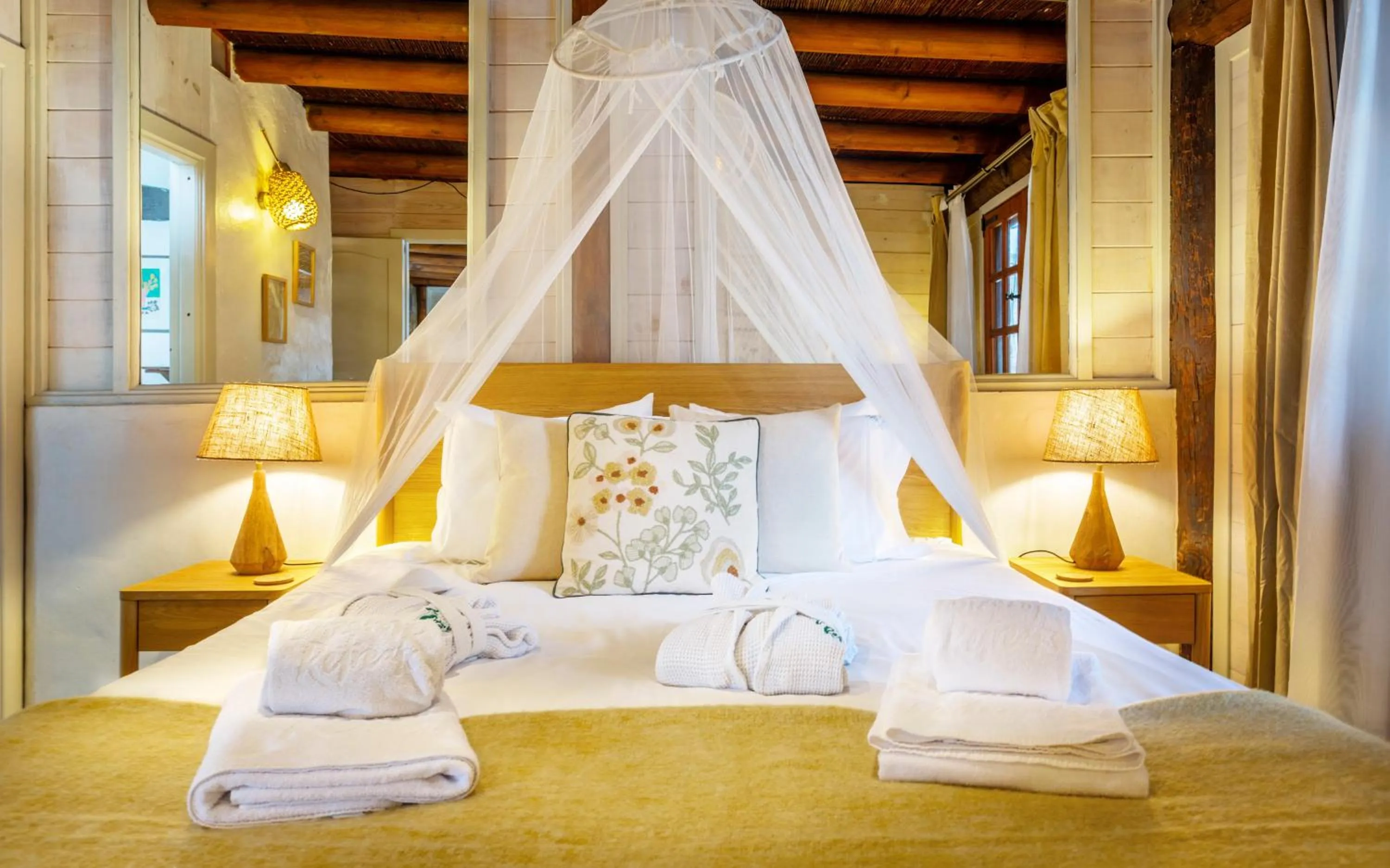 Bedroom, Bed in Finca De Arrieta Village - Yurts and Stone Cottages - Shared Pool - Walking distance to Arrieta Beach - Off Grid