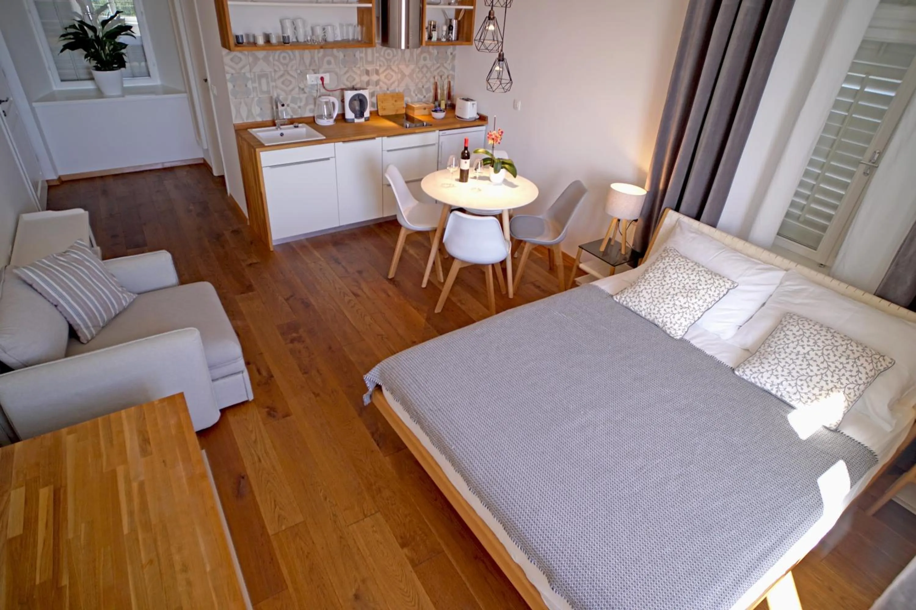 Kitchen or kitchenette, Bed in Apartments Cava Dubrovnik