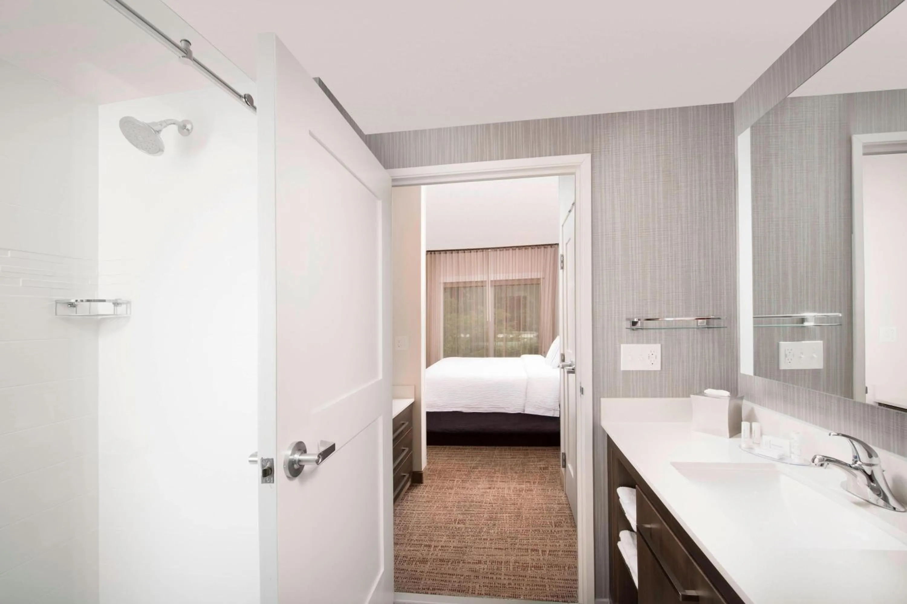 Bathroom, Bed in Residence Inn by Marriott Baltimore Owings Mills