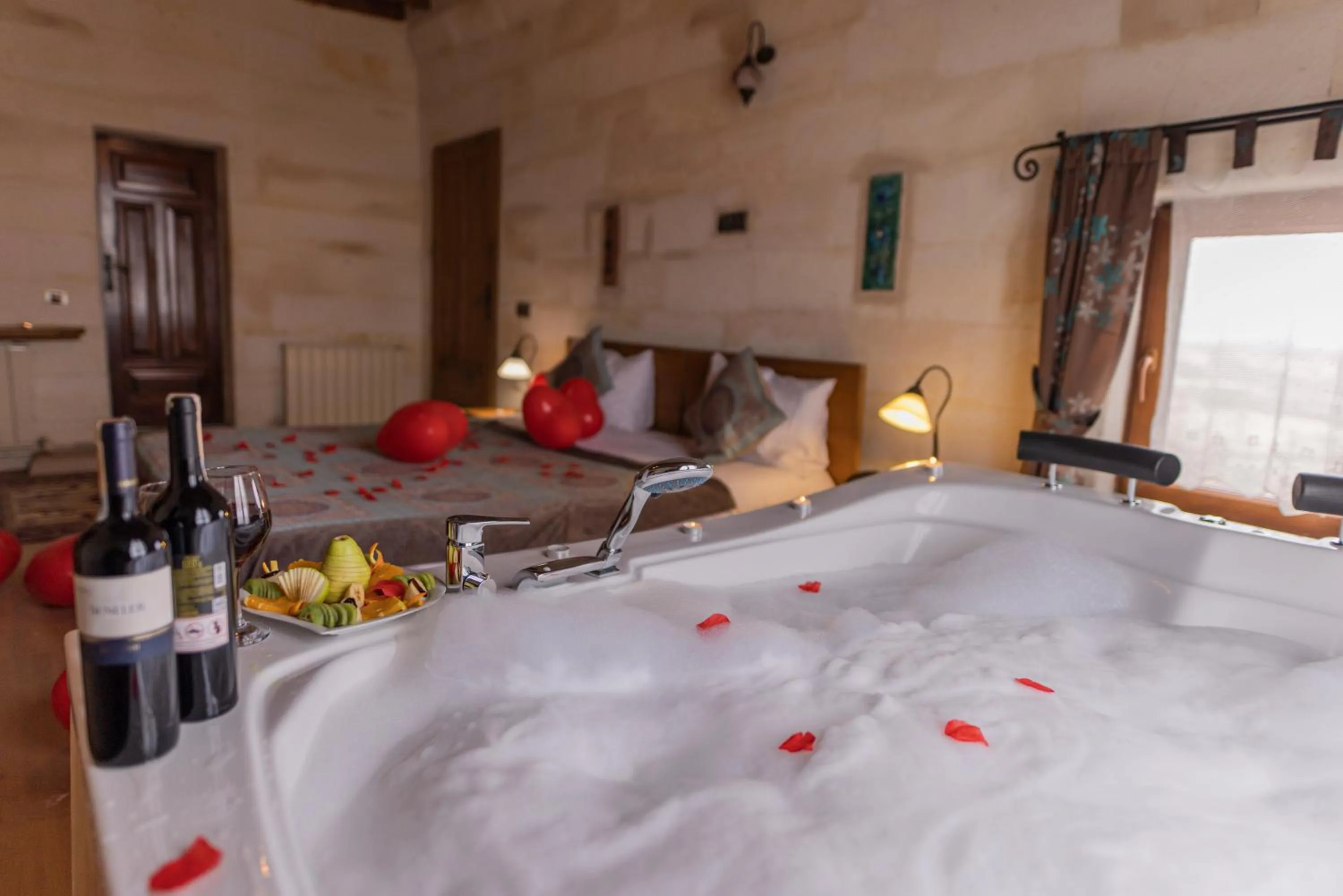 Bed in La Casa Cave Hotel