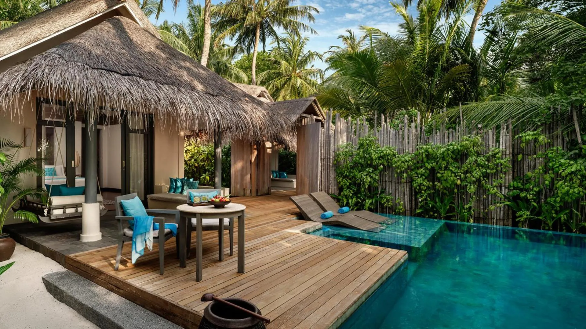 Pool view in Anantara Dhigu Maldives Resort