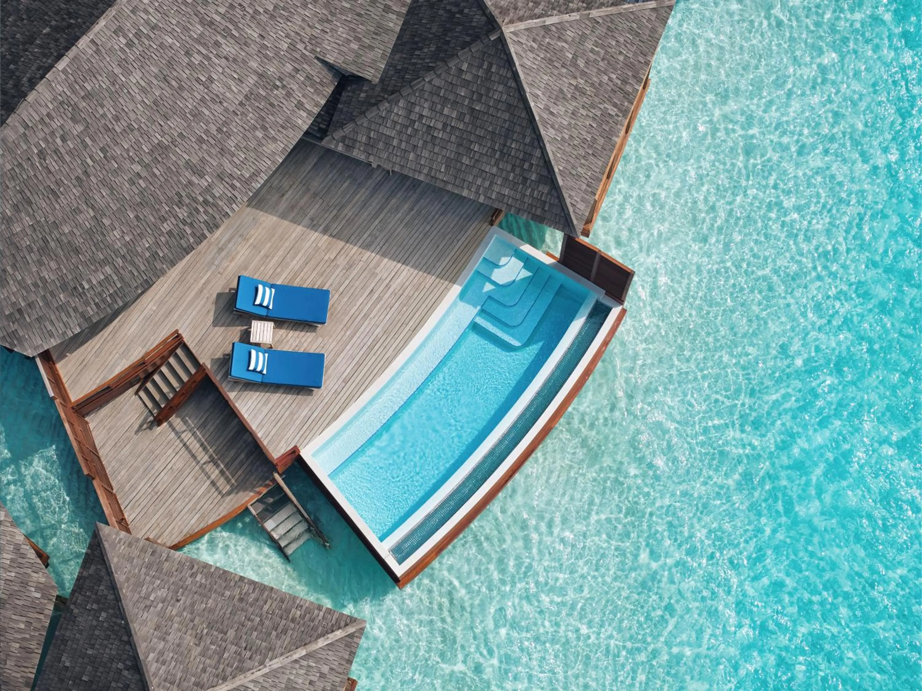 Pool view in Anantara Dhigu Maldives Resort