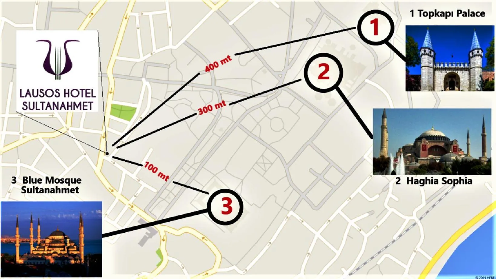 Location in Lausos Hotel Sultanahmet