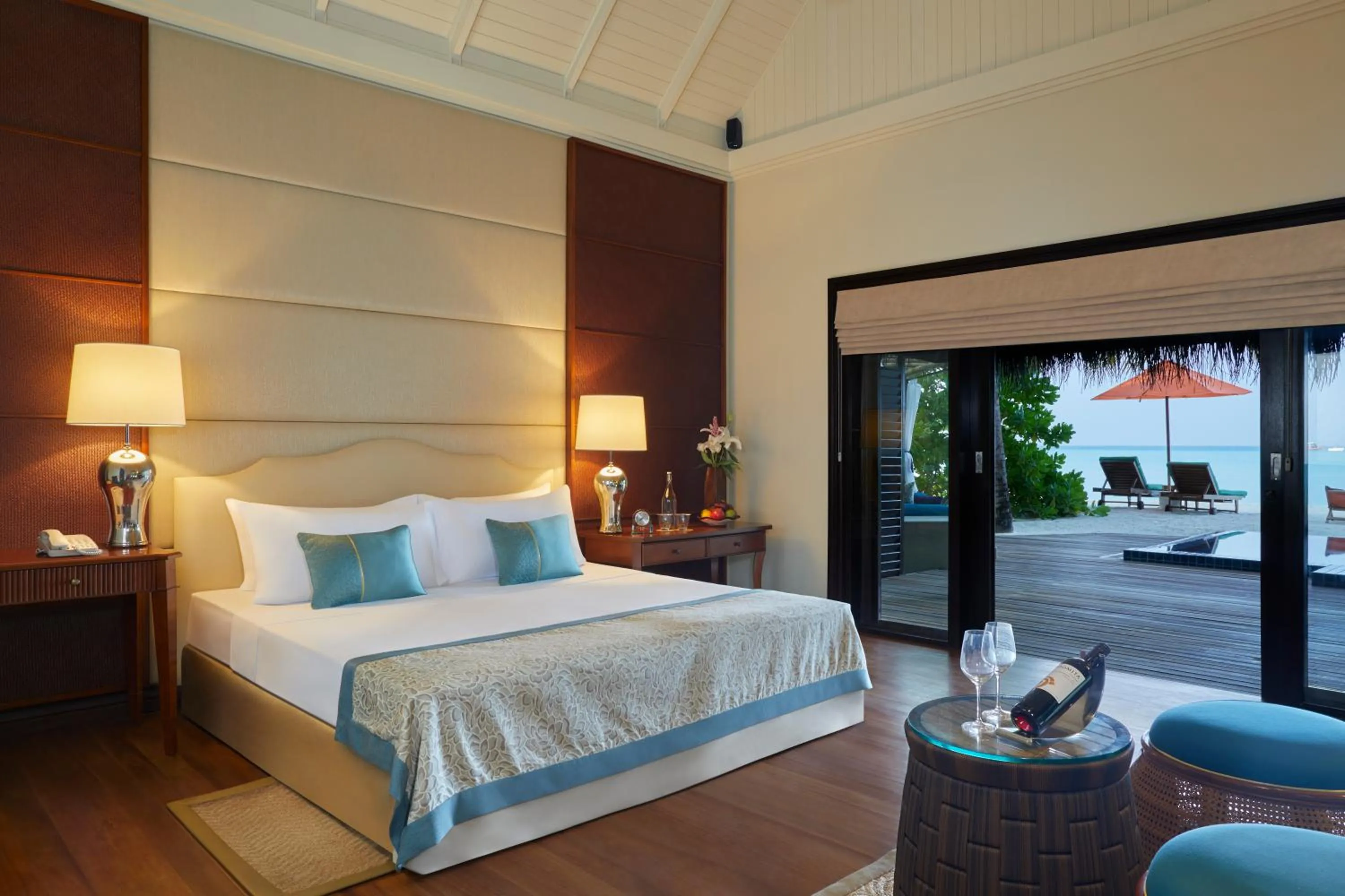 Bedroom, Bed in Taj Exotica Resort & Spa, Maldives