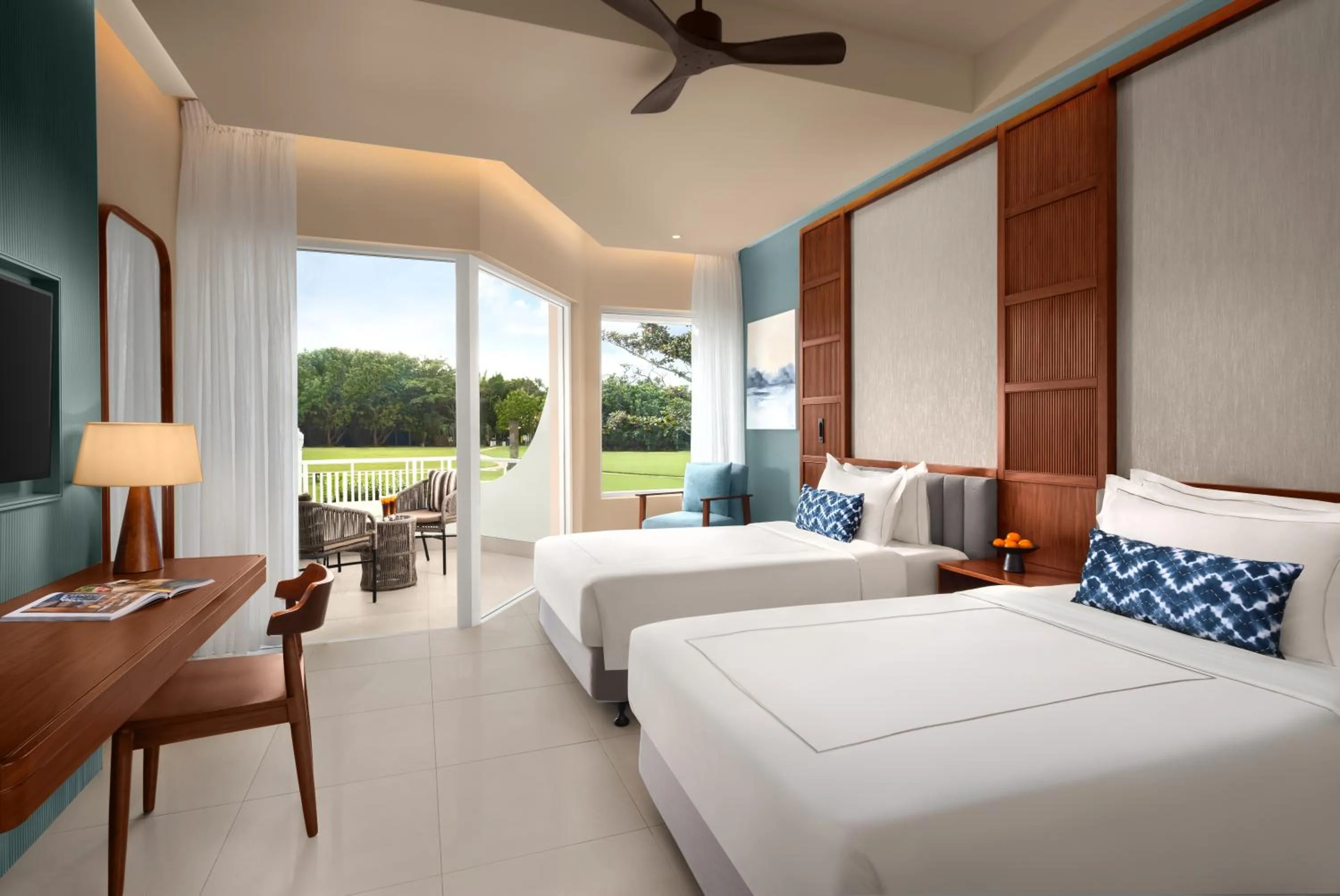 Seating area, Bed in Taj Bentota Resort & Spa