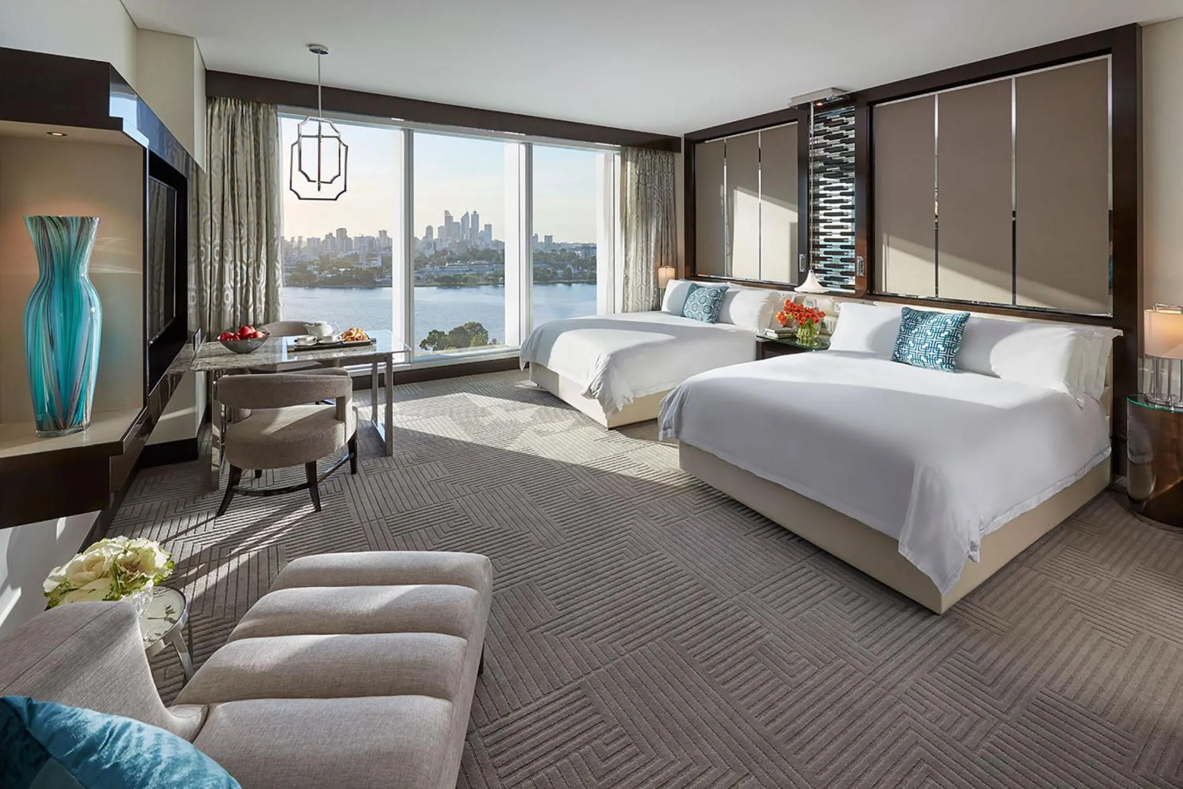 River view, Bed in Crown Towers Perth
