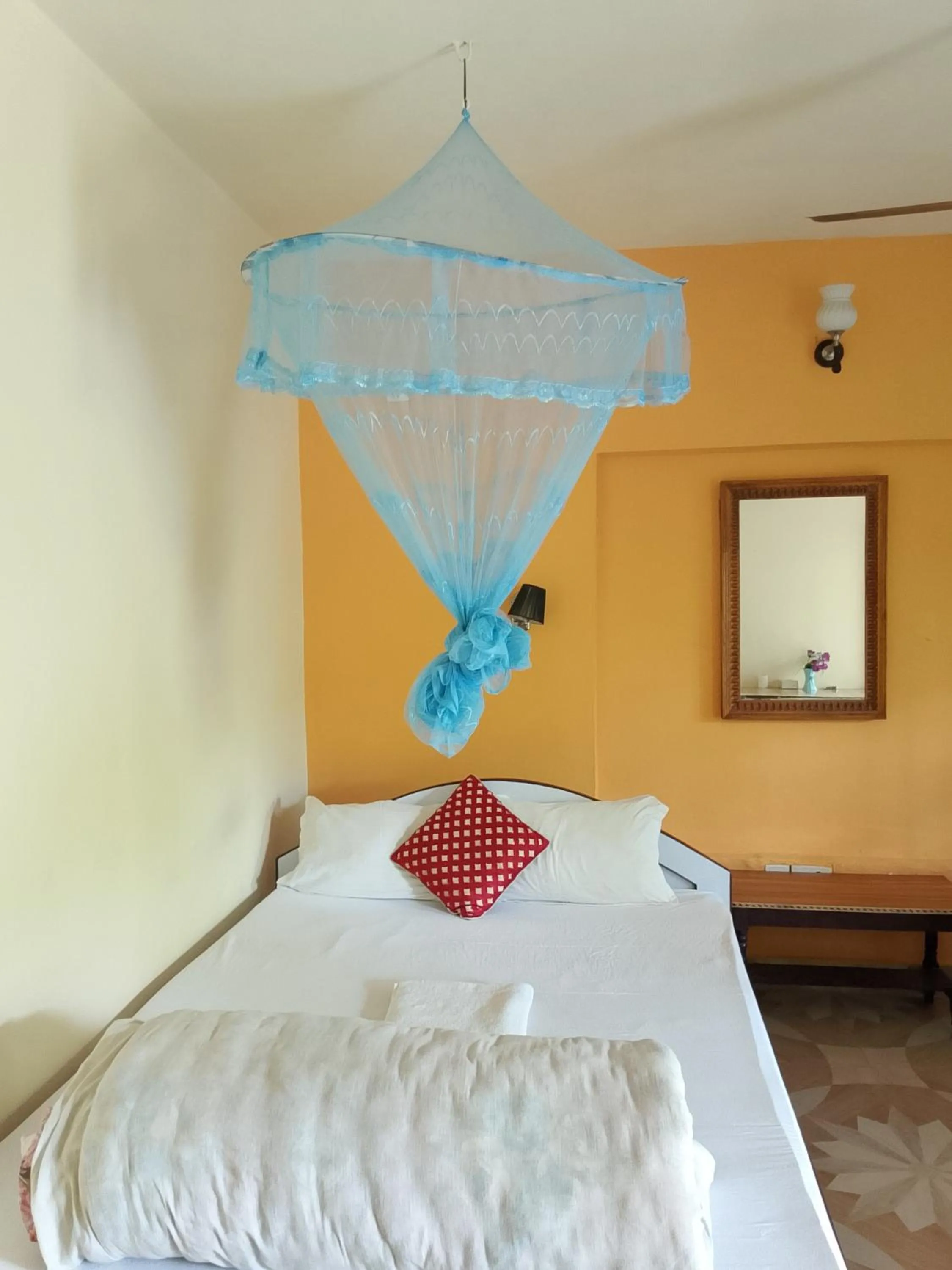 View (from property/room), Bed in Hotel Rhino Land-Sauraha Family Home