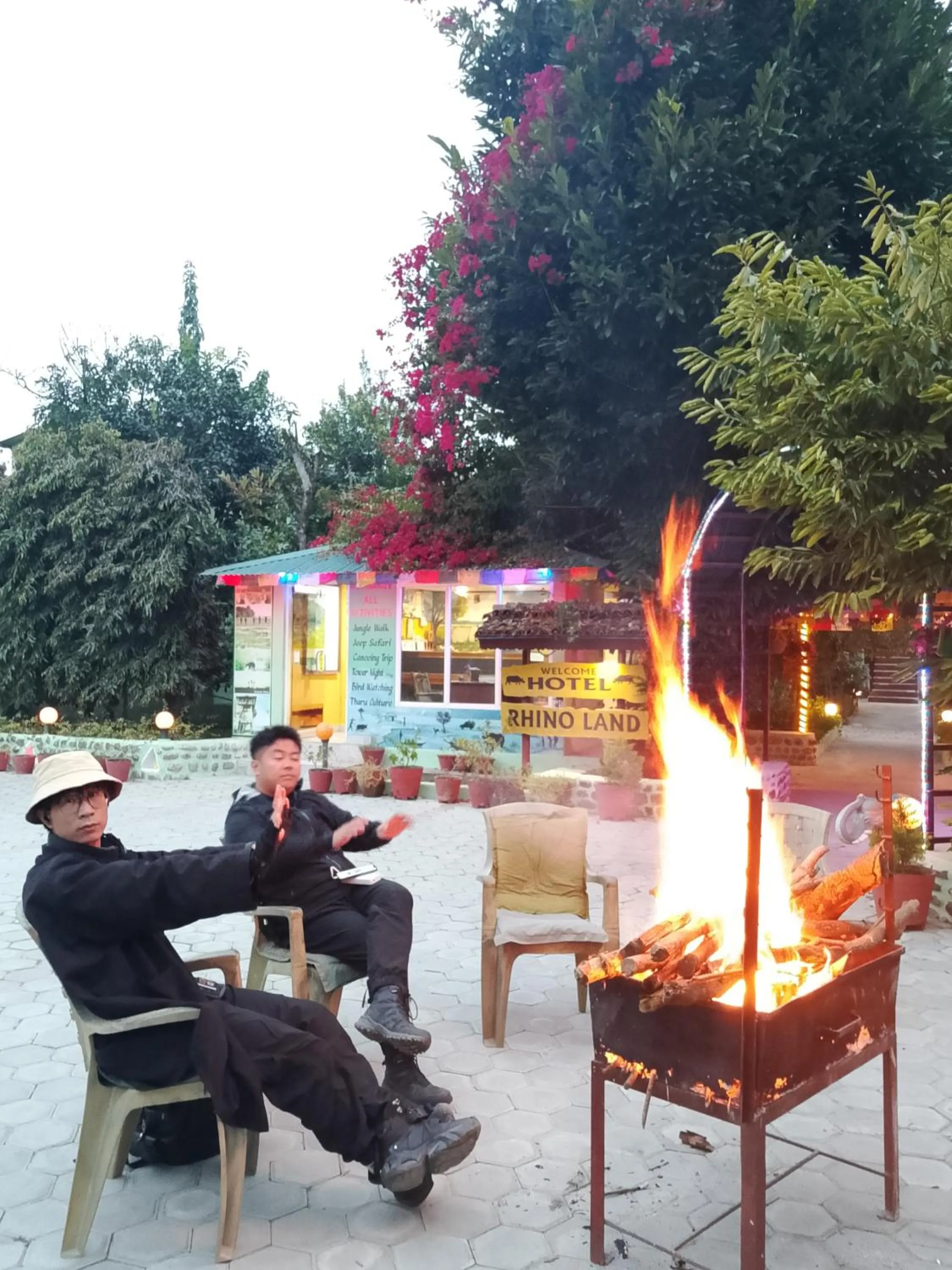 BBQ facilities in Hotel Rhino Land-Sauraha Family Home