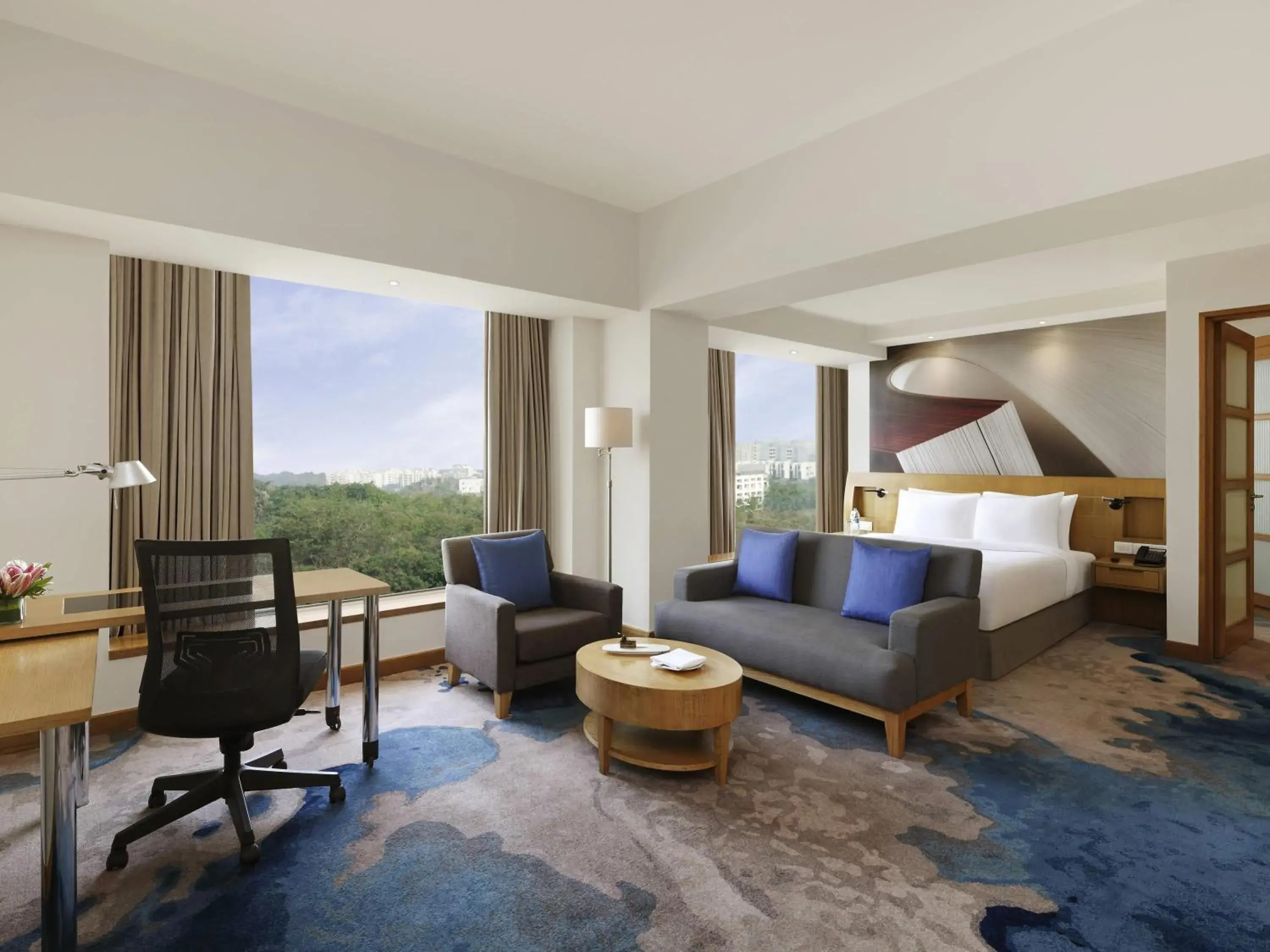 Junior Suite with 1 Queen Bed with 2 way airport transfers and Cocktail Hours and Lounge Access in Novotel Hyderabad Convention Centre Junior Suite with 1 Queen Bed with 2 way airport transfers and Cocktail Hours and Lounge Access in Novotel Hyderabad Convention Centre