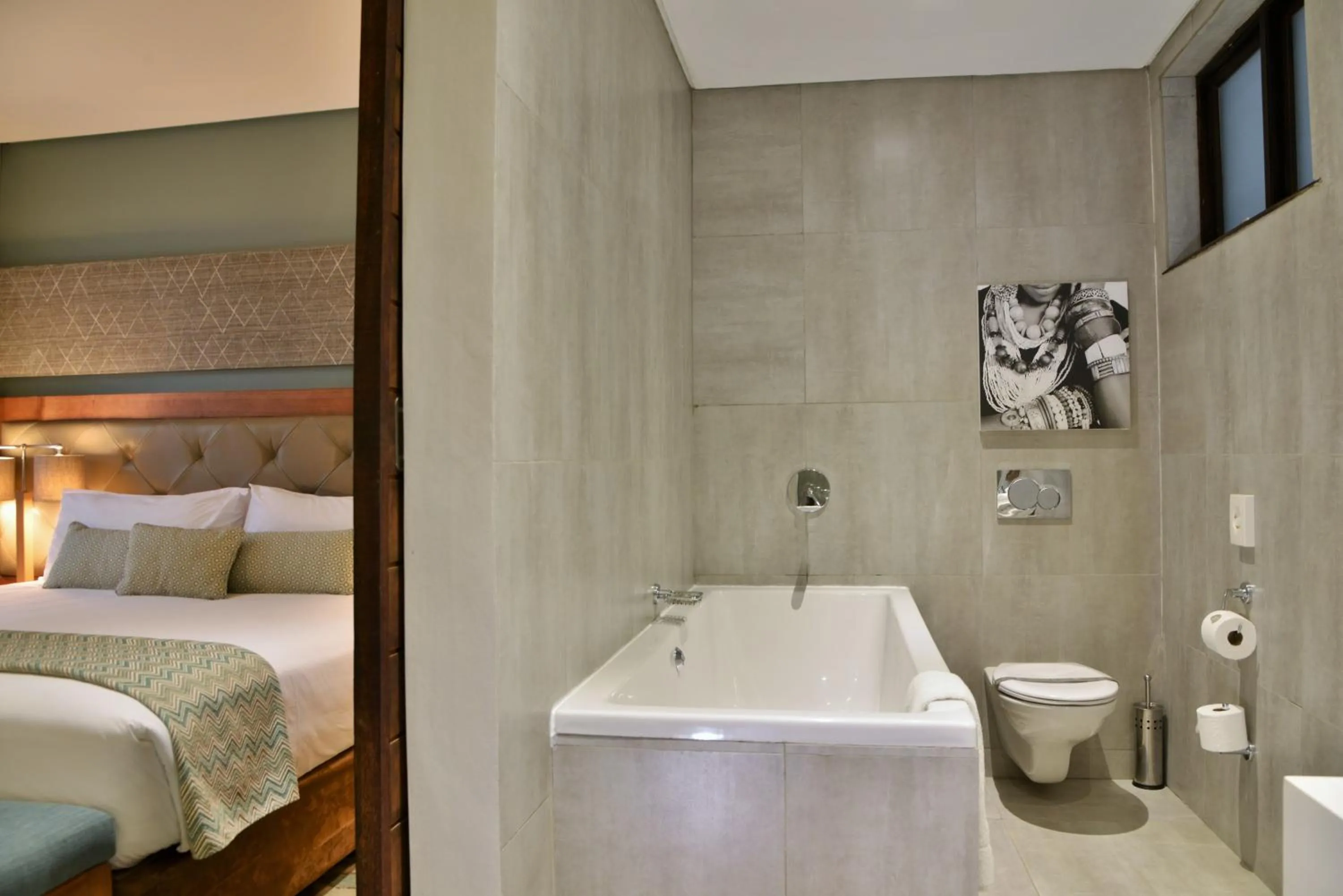 Bathroom, Bed in Cresta Maun Hotel