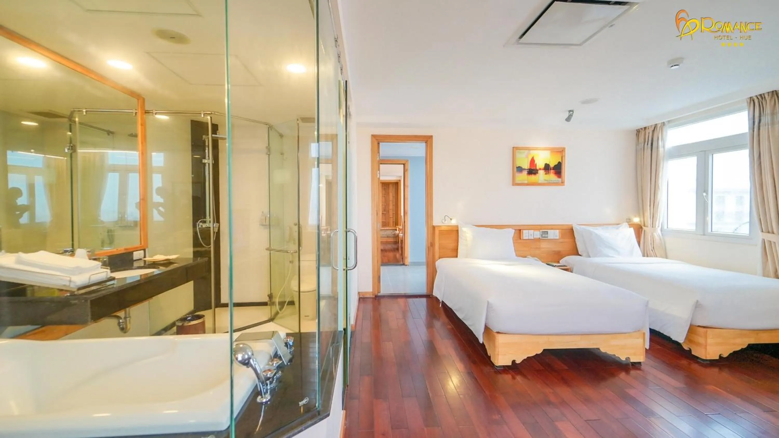 Bathroom, Bed in Romance Hotel