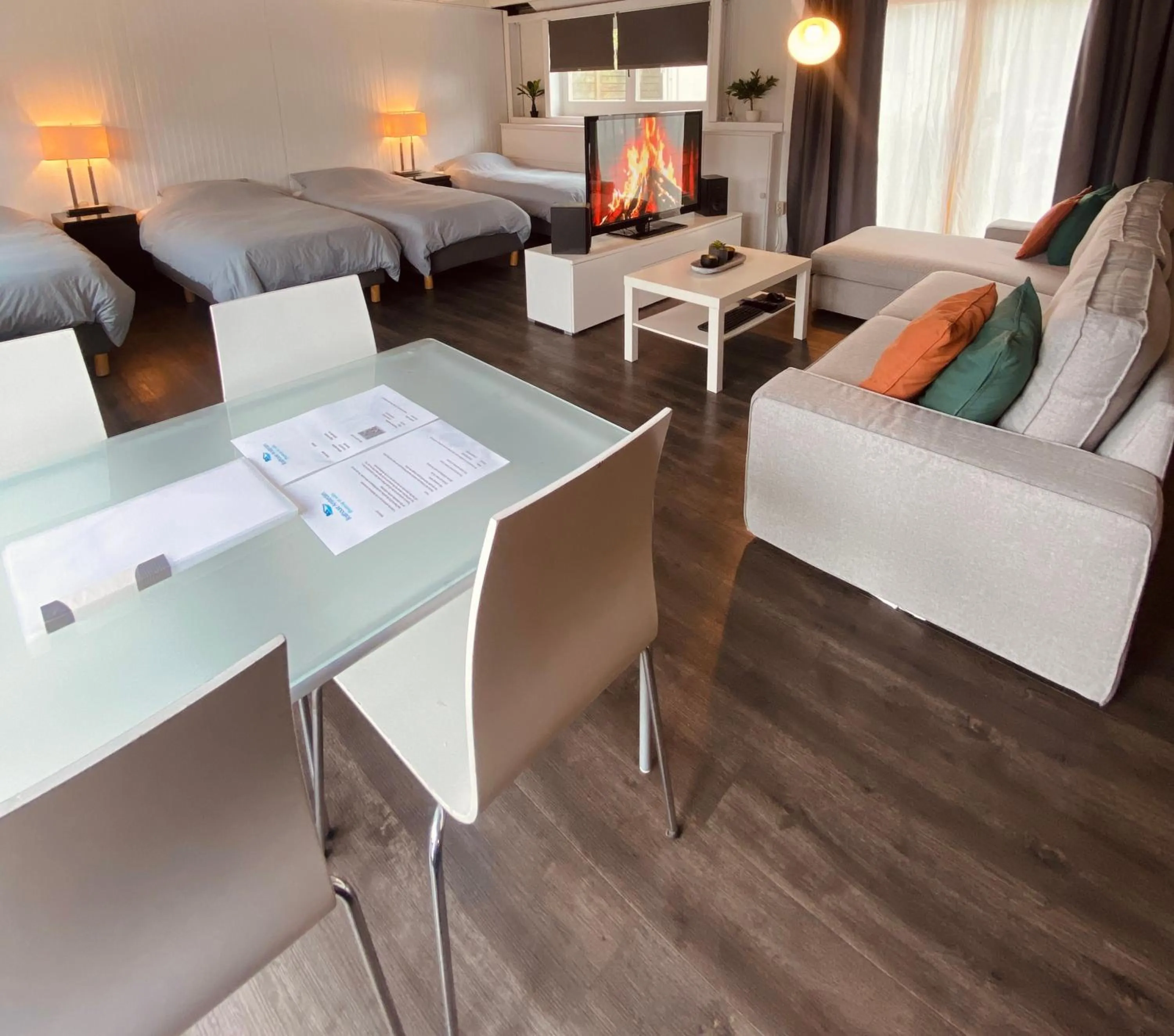 Bed in Boathouse Amsterdam with bikes