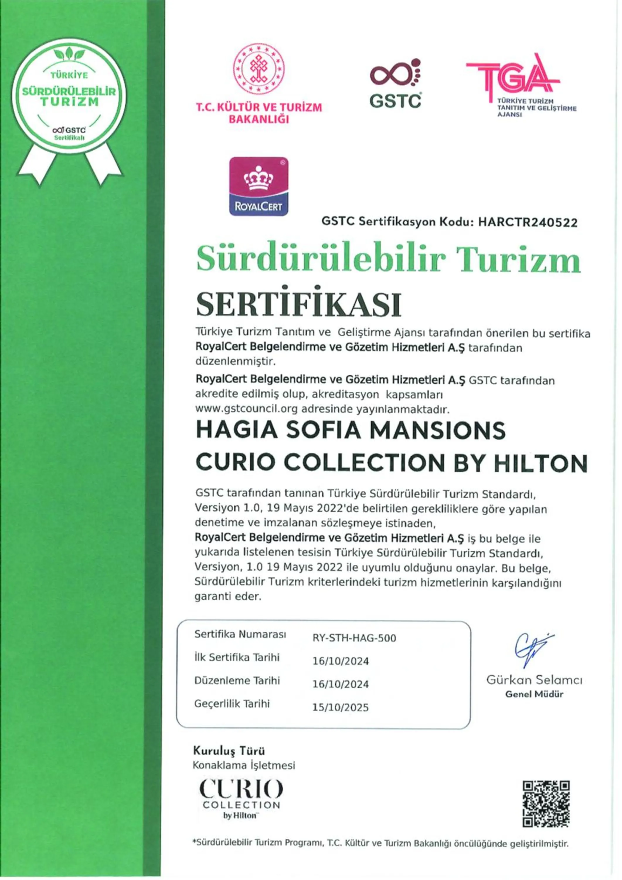 Logo/Certificate/Sign in Hagia Sofia Mansions Istanbul, Curio Collection by Hilton