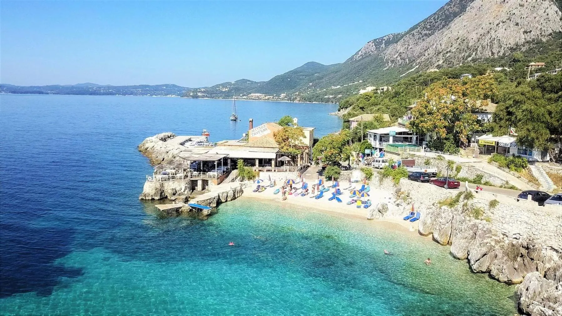 Beach in Corfu Aquamarine Hotel