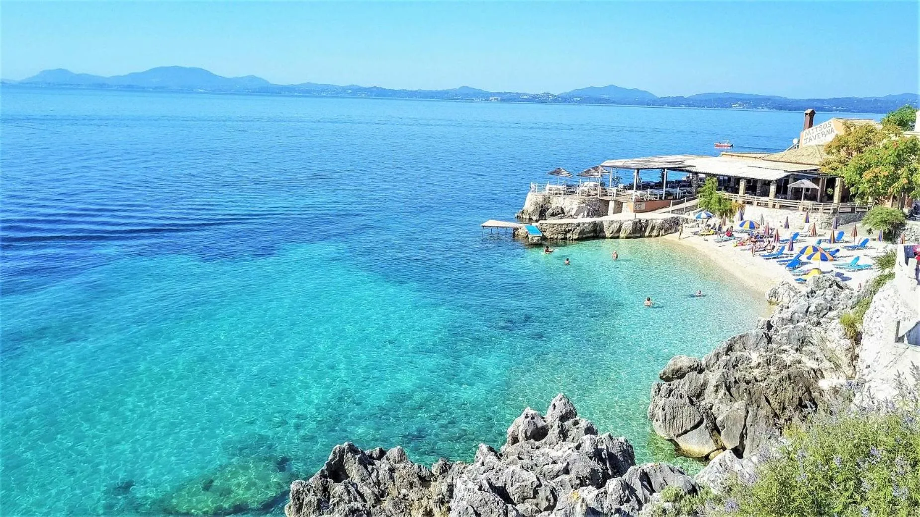 Beach in Corfu Aquamarine Hotel