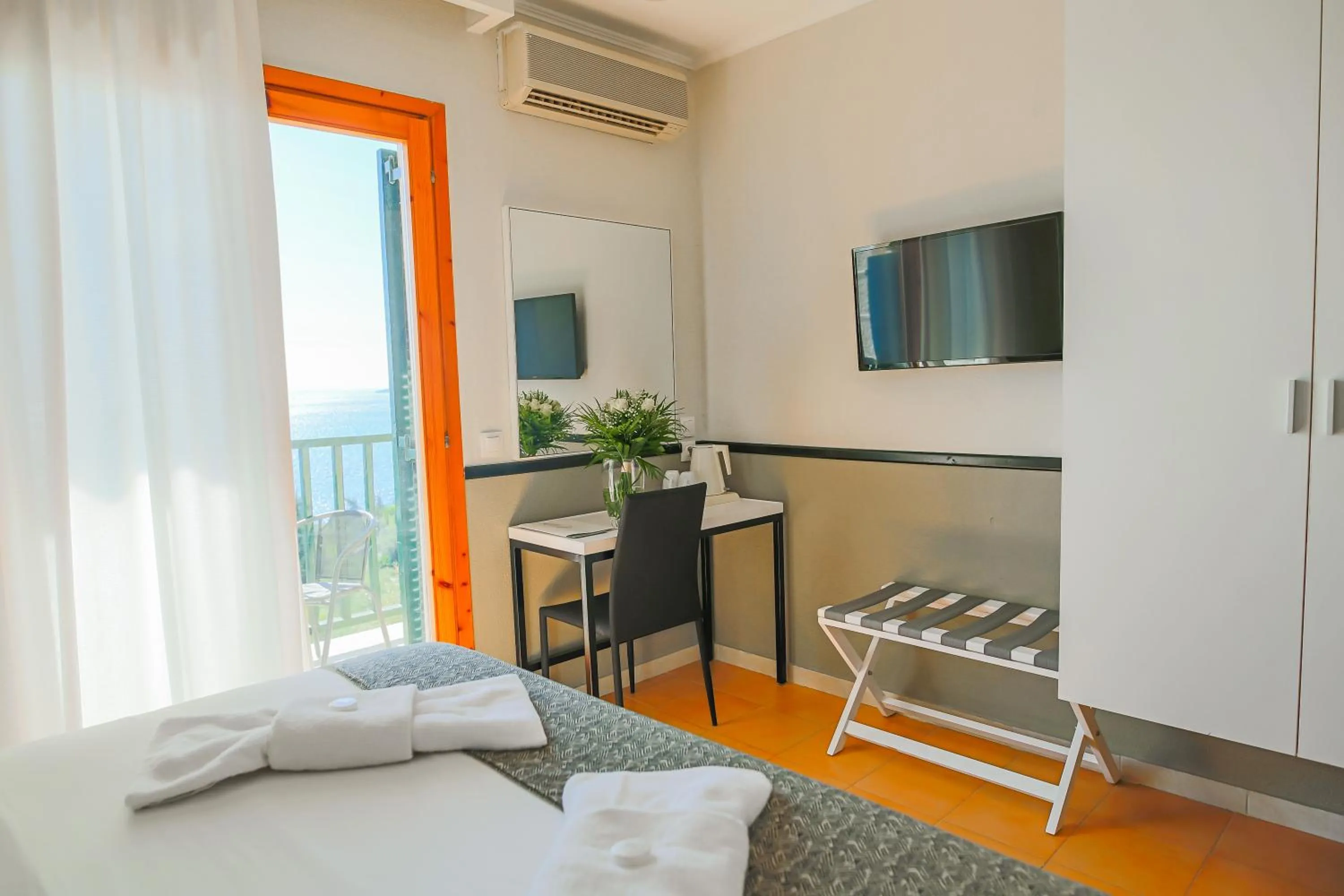 Bed in Corfu Aquamarine Hotel