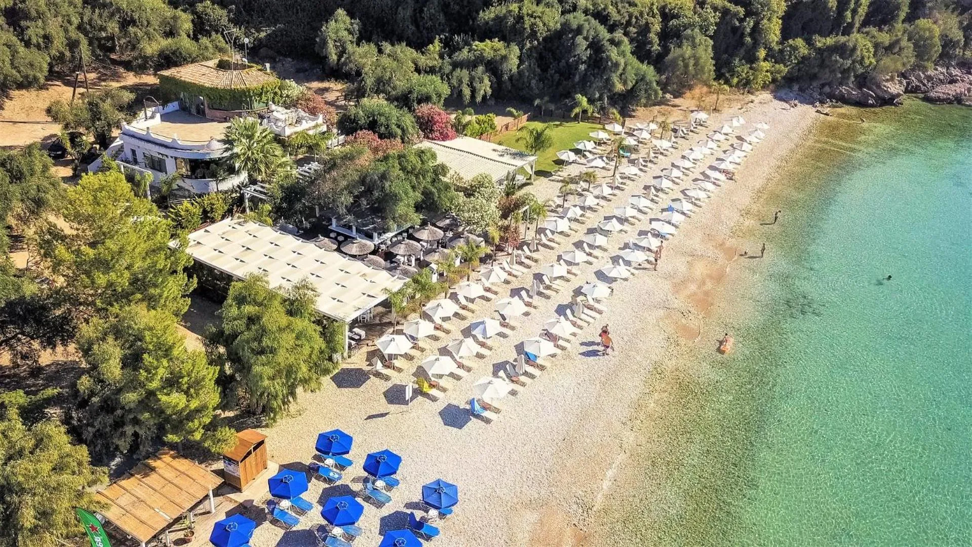 Beach in Corfu Aquamarine Hotel