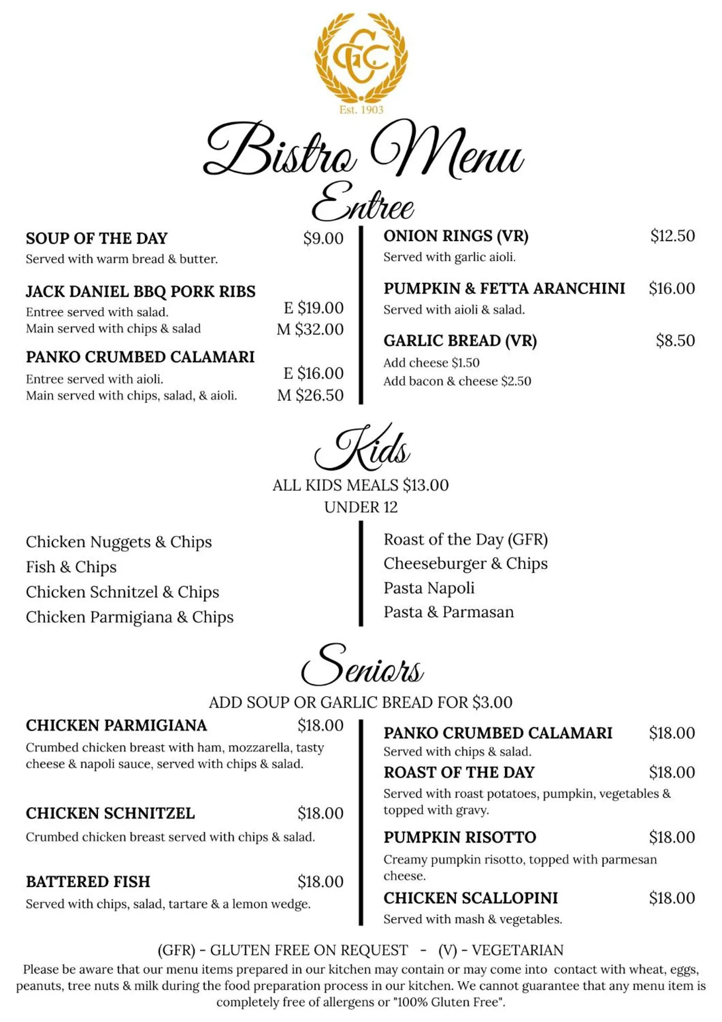 Restaurant/places to eat in Corowa Golf Club Motel