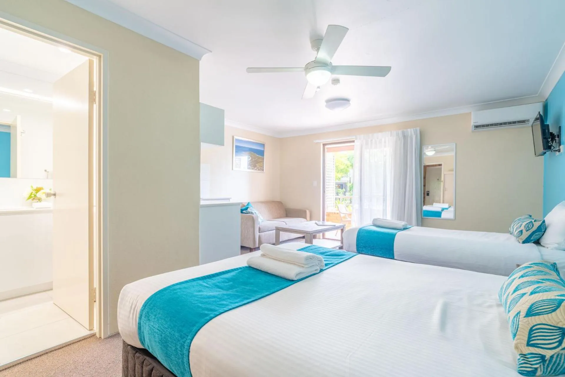 Bed in Byron Bayside Central Studio Apartments