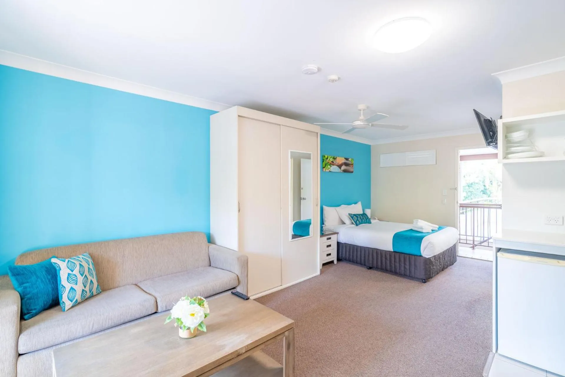 Bed in Byron Bayside Central Studio Apartments