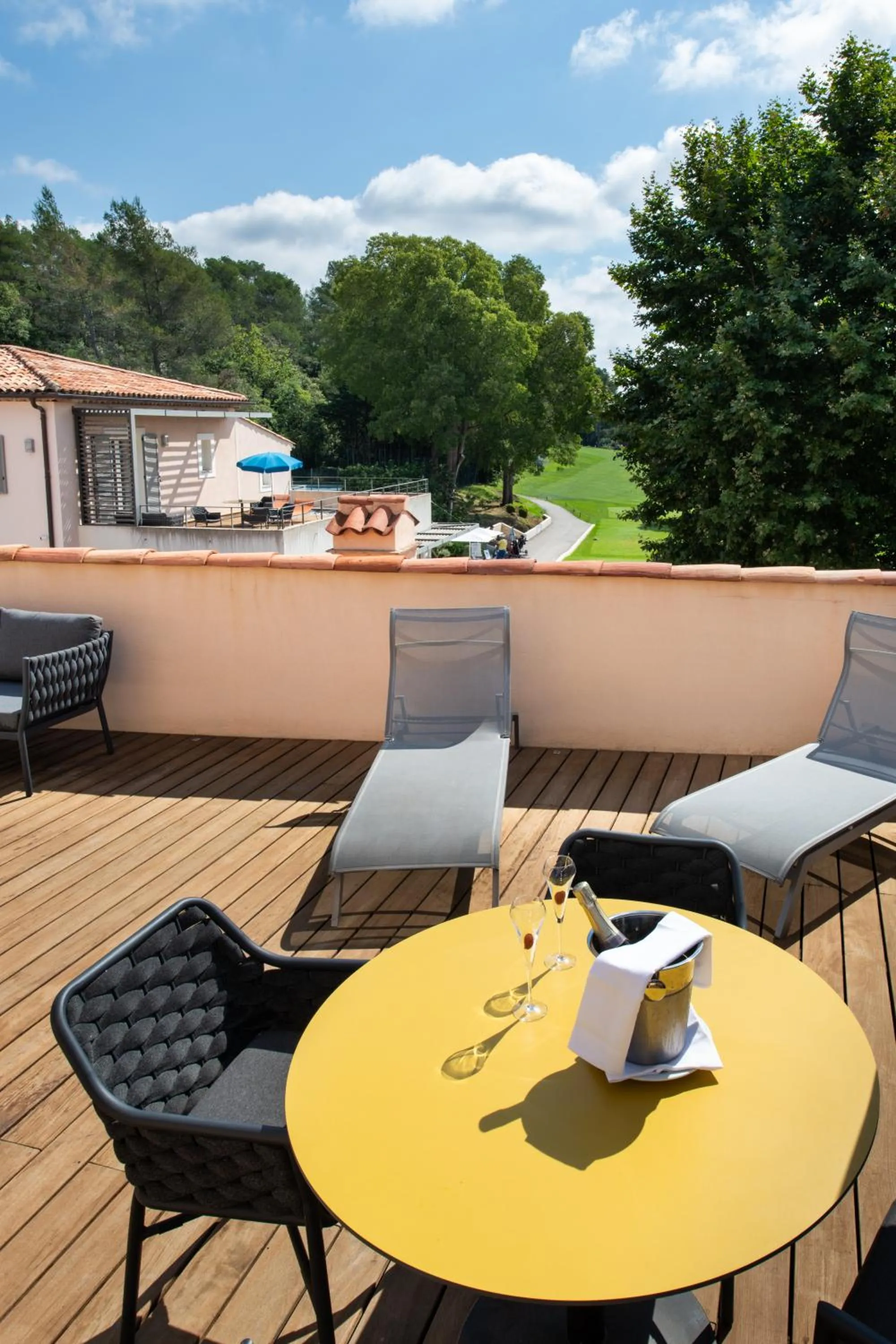 Balcony/Terrace in Hôtel Golf & Spa Château de la Bégude The Originals Collection