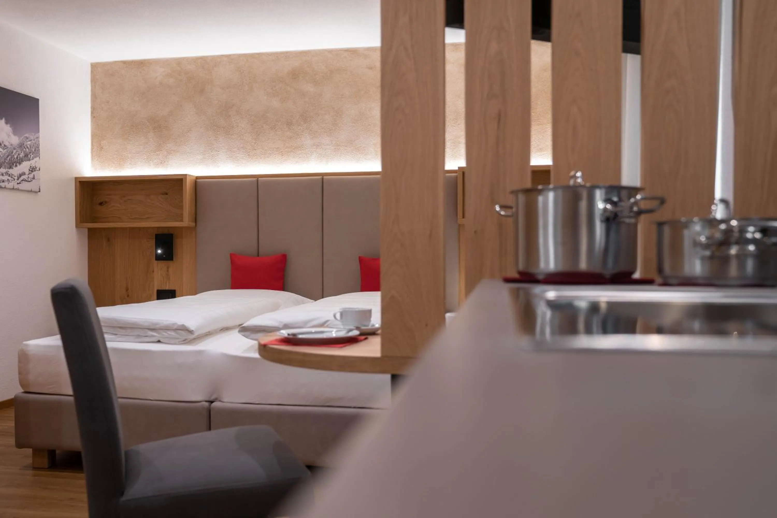 Kitchen or kitchenette, Bed in Garnì Piz da L'Ander