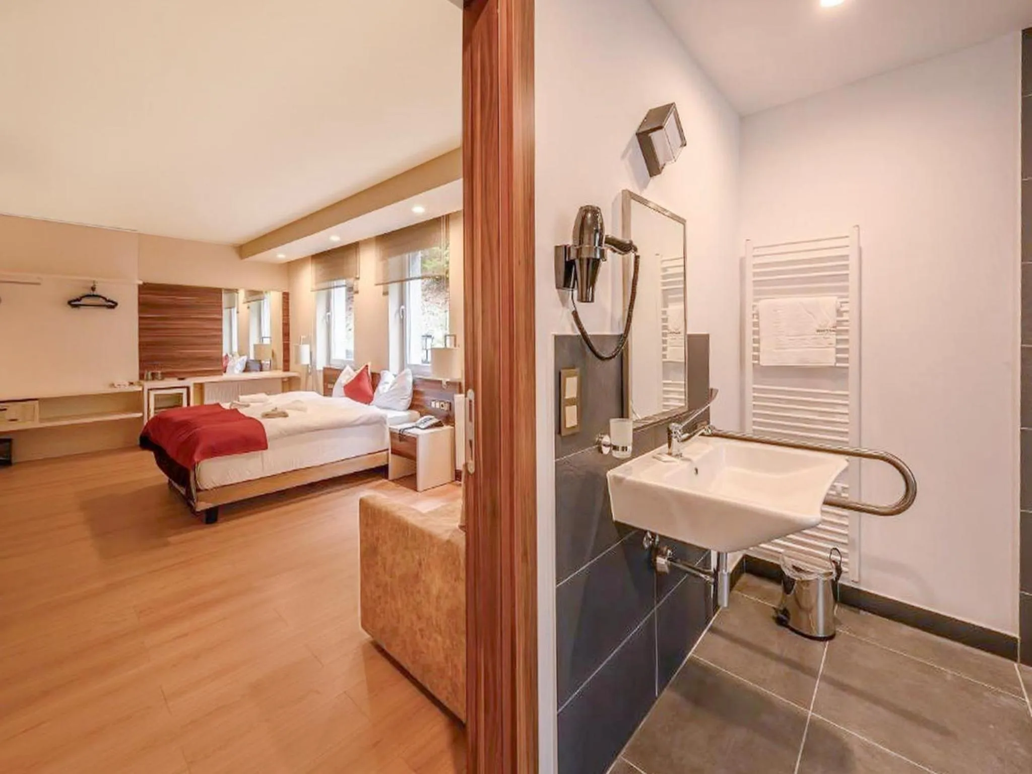 Bathroom, Bed in Sunday Schwarzbachtal Hideaway Resort