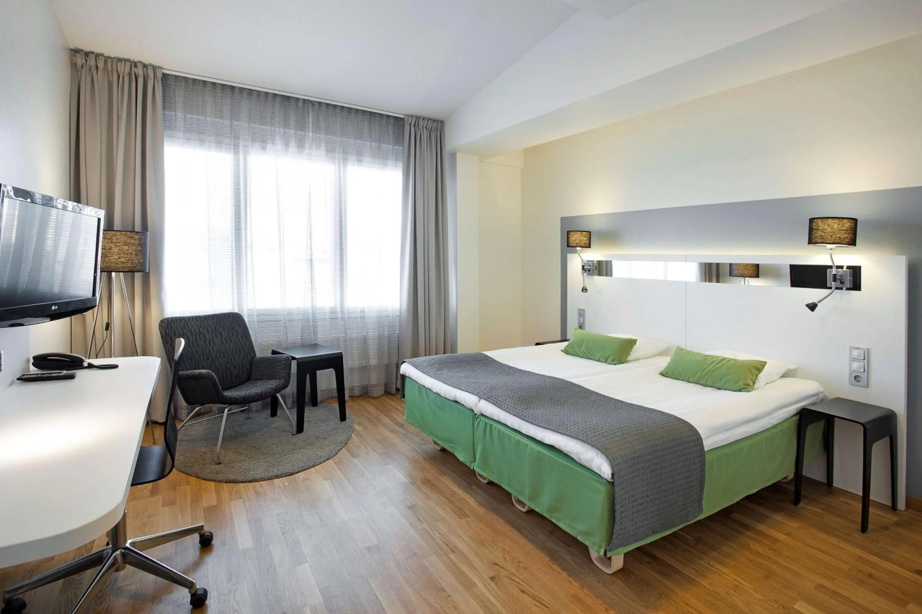 Bedroom, Bed in Scandic Pori